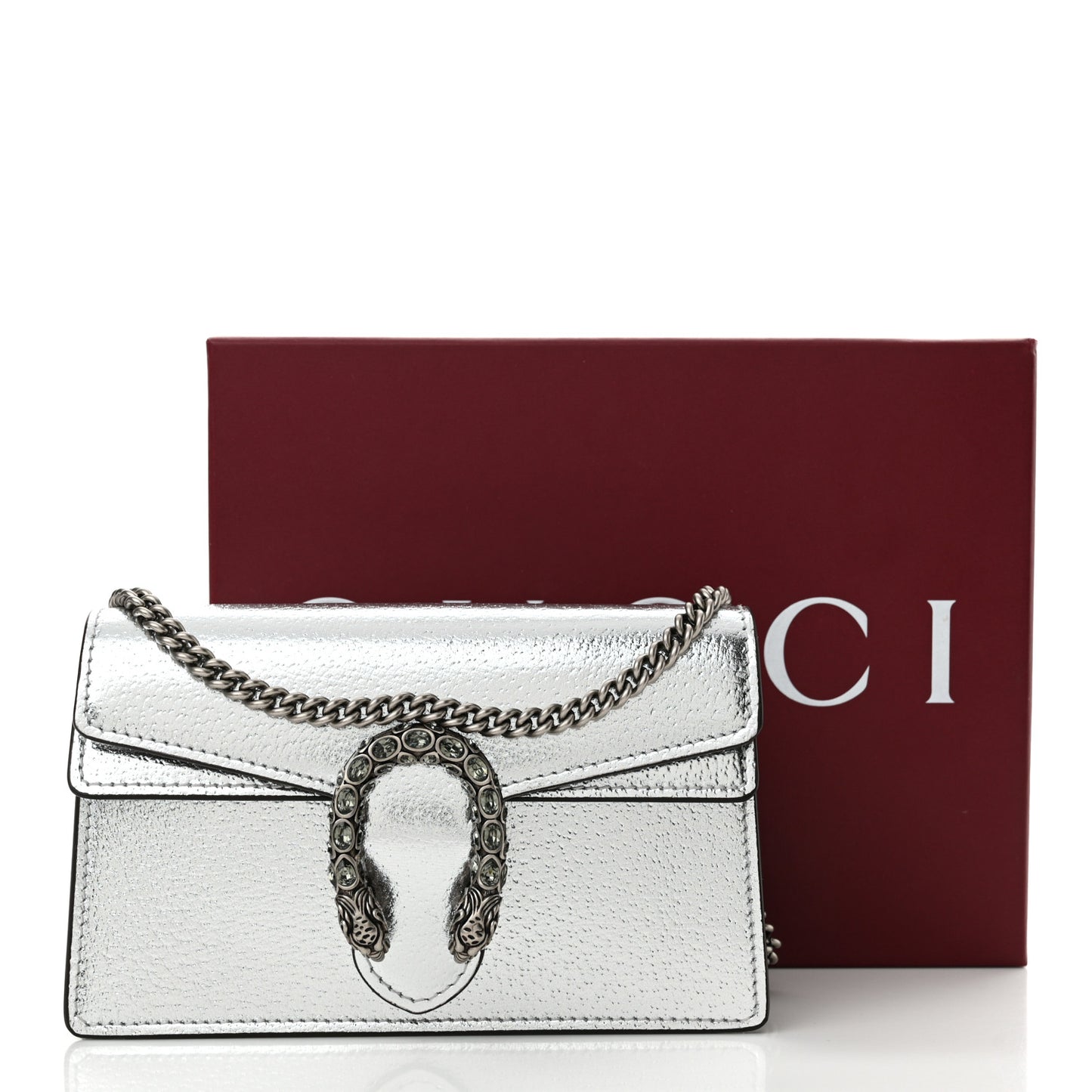 Metallic Calfskin Super Mini Dionysus Shoulder Bag Silver
