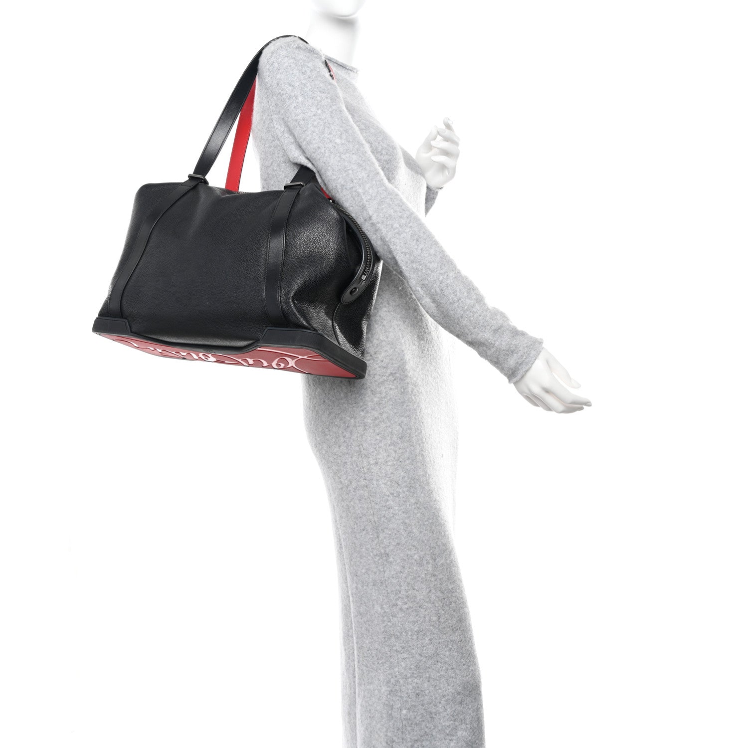 Christian Louboutin Grained Calfskin Studded Duffle Black 2 of 10