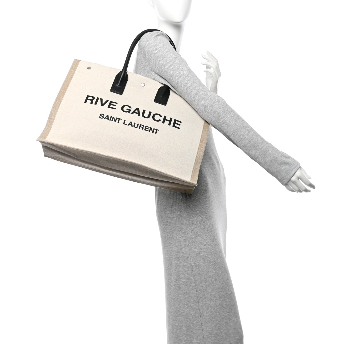 Linen Calfskin Rive Gauche Tote Optic White