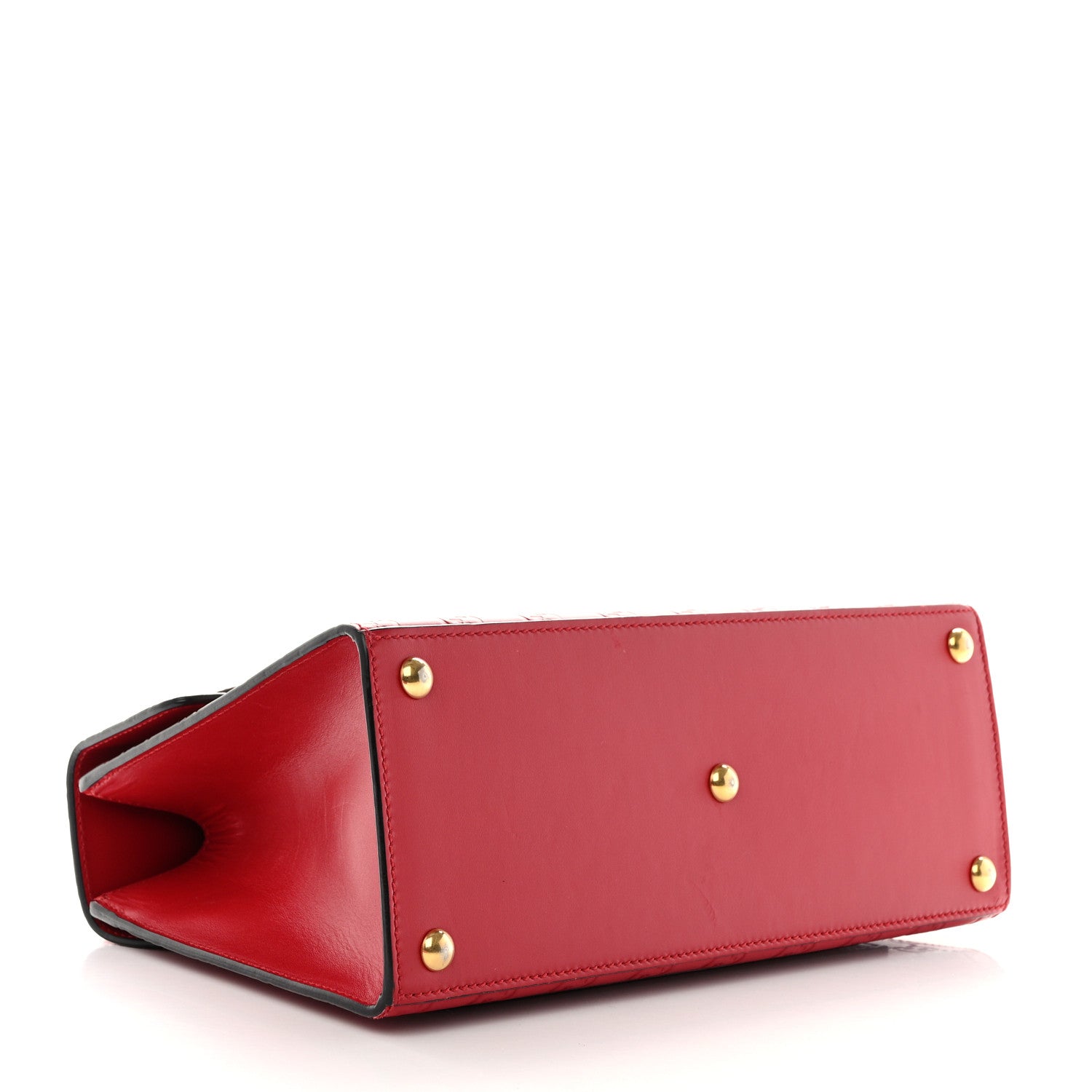 Gucci Guccissima Signature Small Padlock Top Handle Bag Hibiscus Red 4 of 11