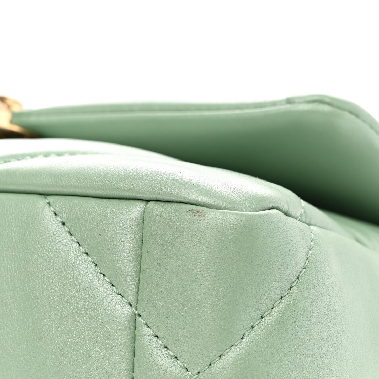 Shiny Lambskin Quilted Medium Chanel 19 Flap Light Green