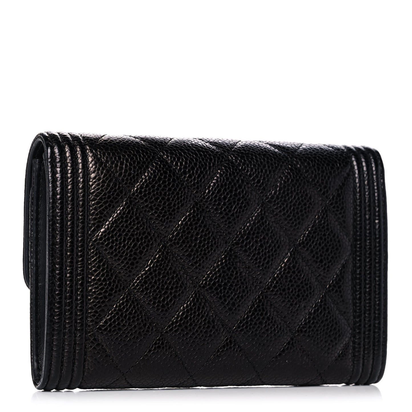 Caviar Quilted Medium Boy Flap Wallet Black