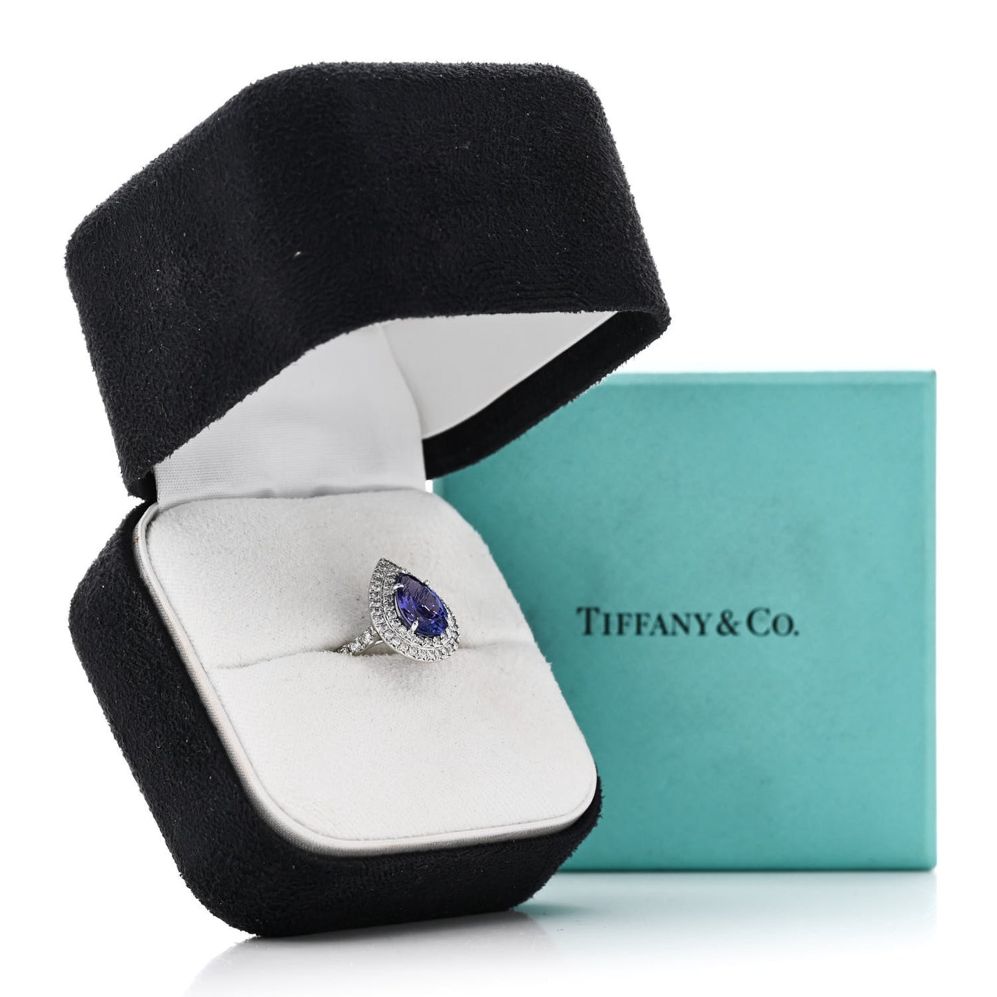 Platinum Diamond Tanzanite Soleste Pear Cut Ring 50 5.25