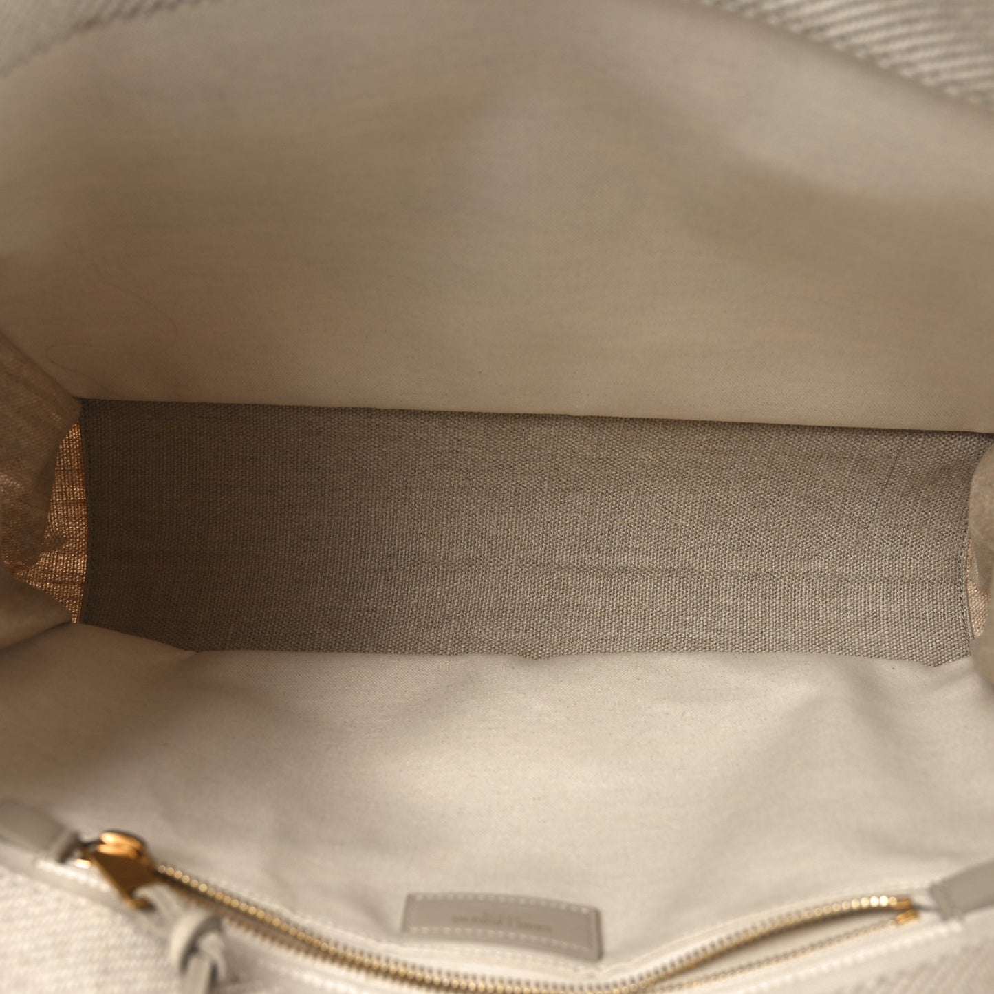 Linen Calfskin Small Rive Gauche Tote Beige Sea Salt