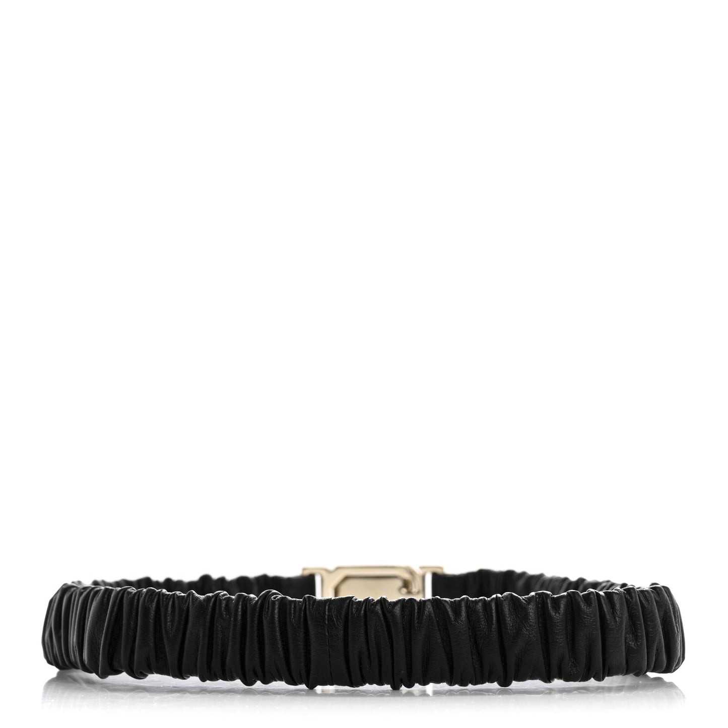 Lambskin Ruched Crystal CC Belt 75 30 Black