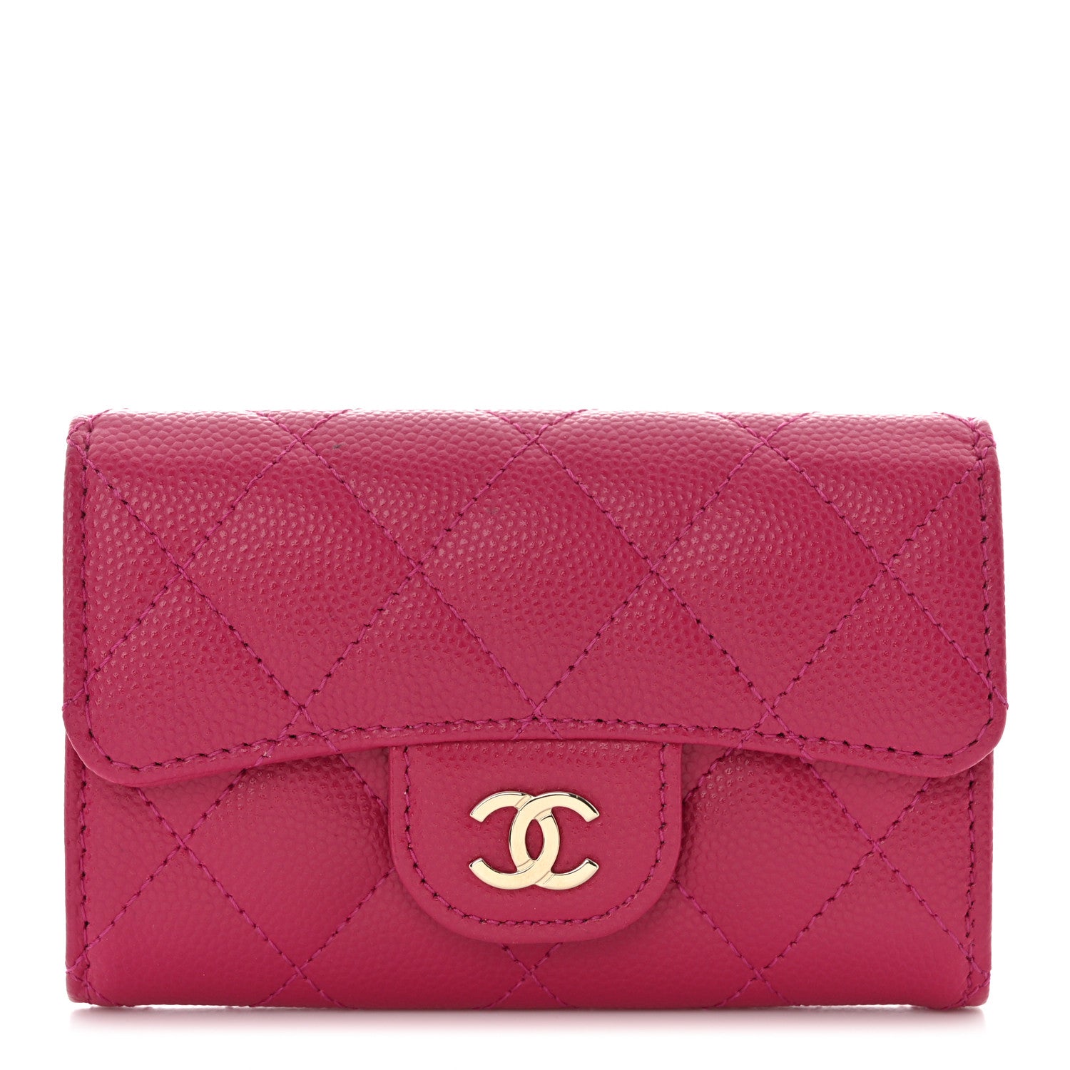 Chanel Caviar Quilted Flap Card Holder Wallet Fuchsia 1 of 9