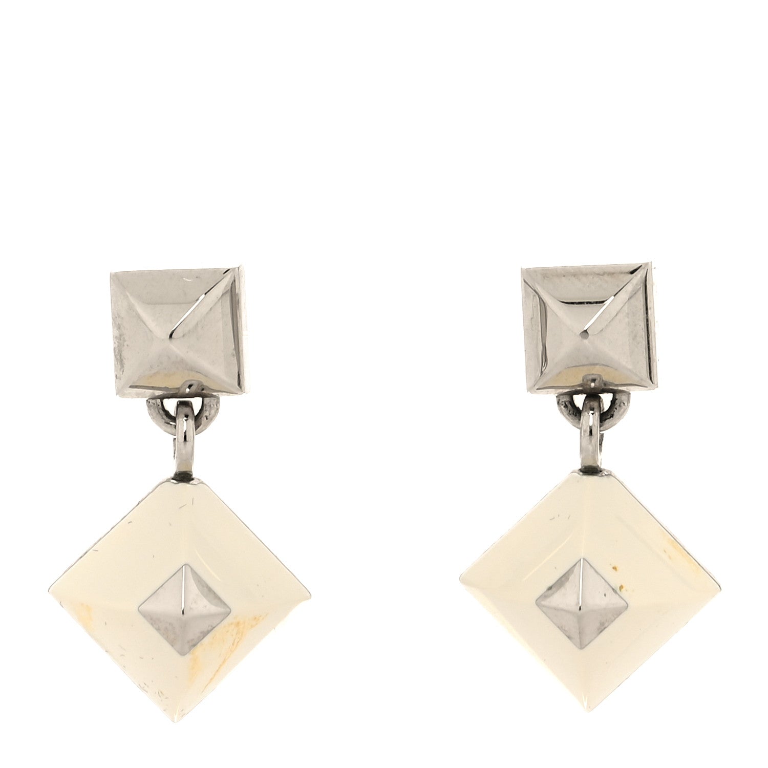 Hermes Palladium Medor Folk Earrings White 1 of 5