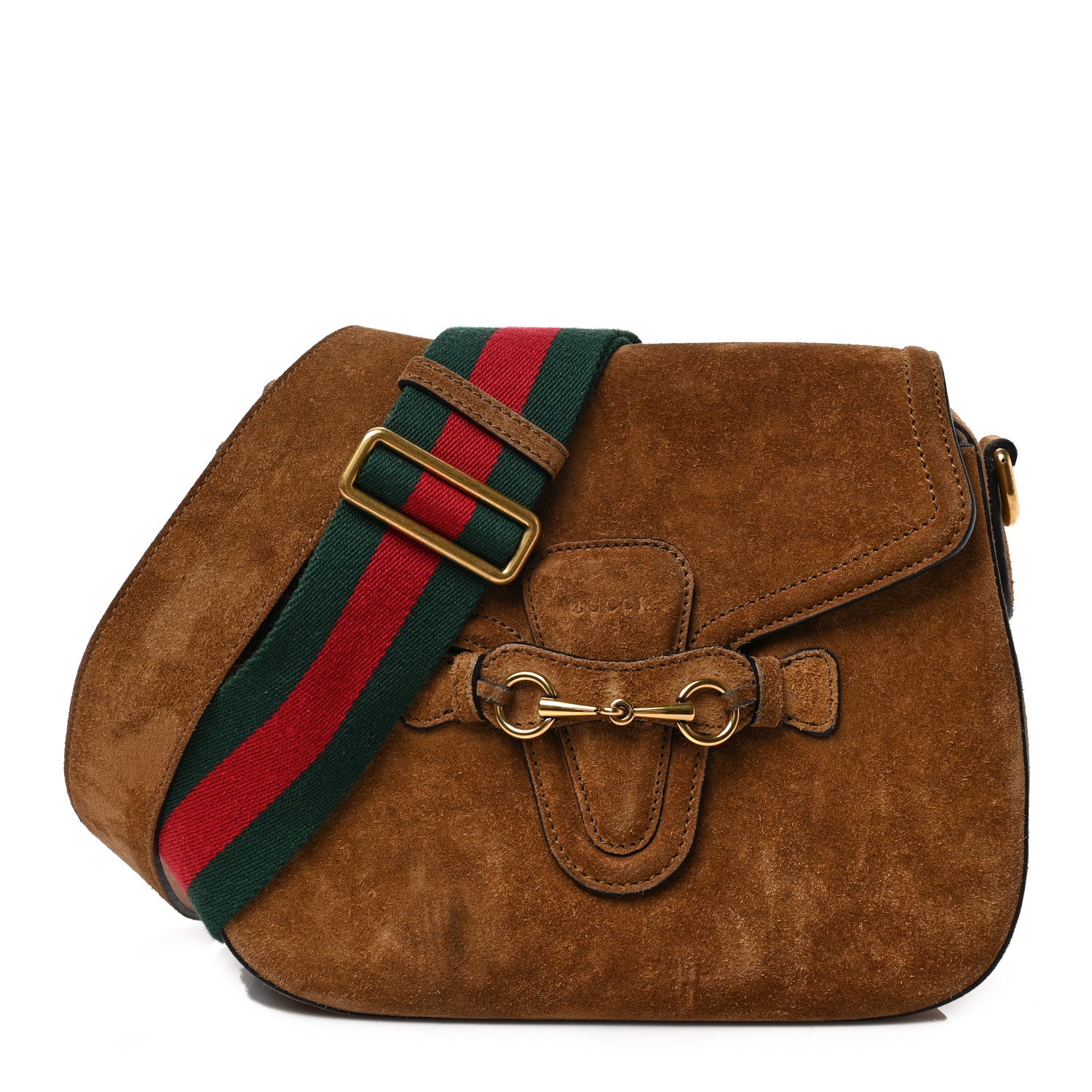 Gucci Suede Medium Lady Web Shoulder Bag New Marron 1279294 