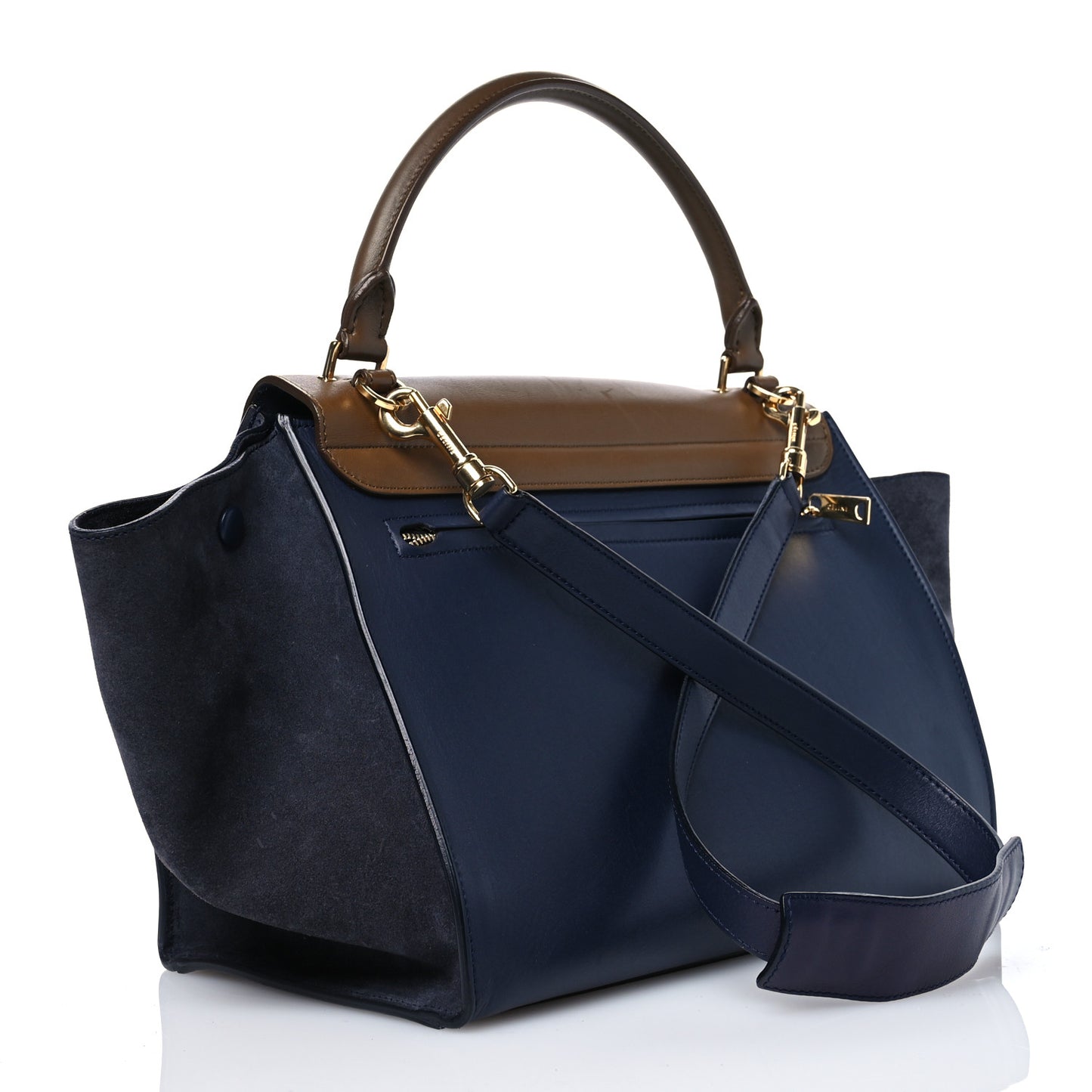Smooth Calfskin Suede Medium Tri-Color Trapeze Midnight