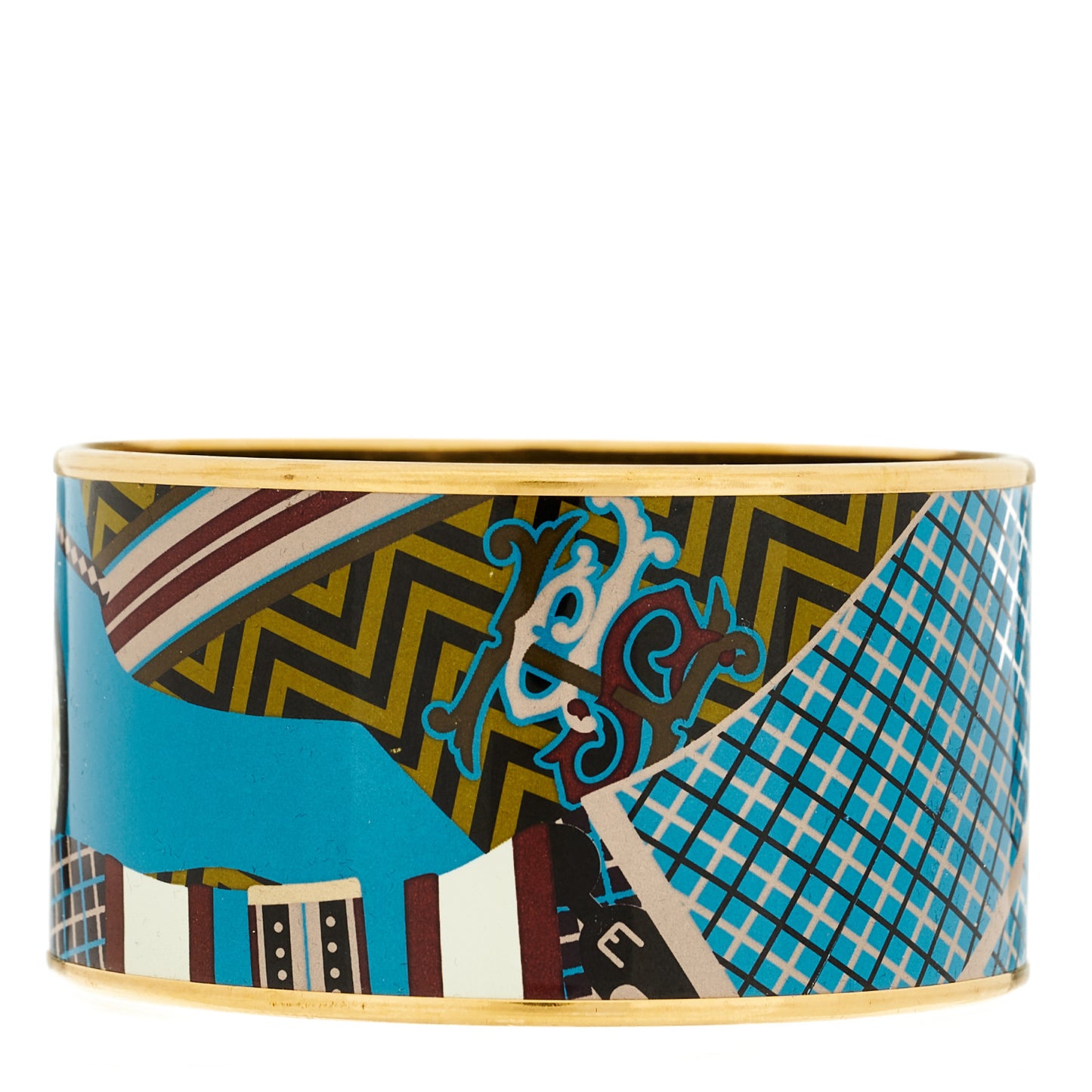 Enamel Printed Extra Wide Pour Sartir Bracelet 65 Bleu Marron