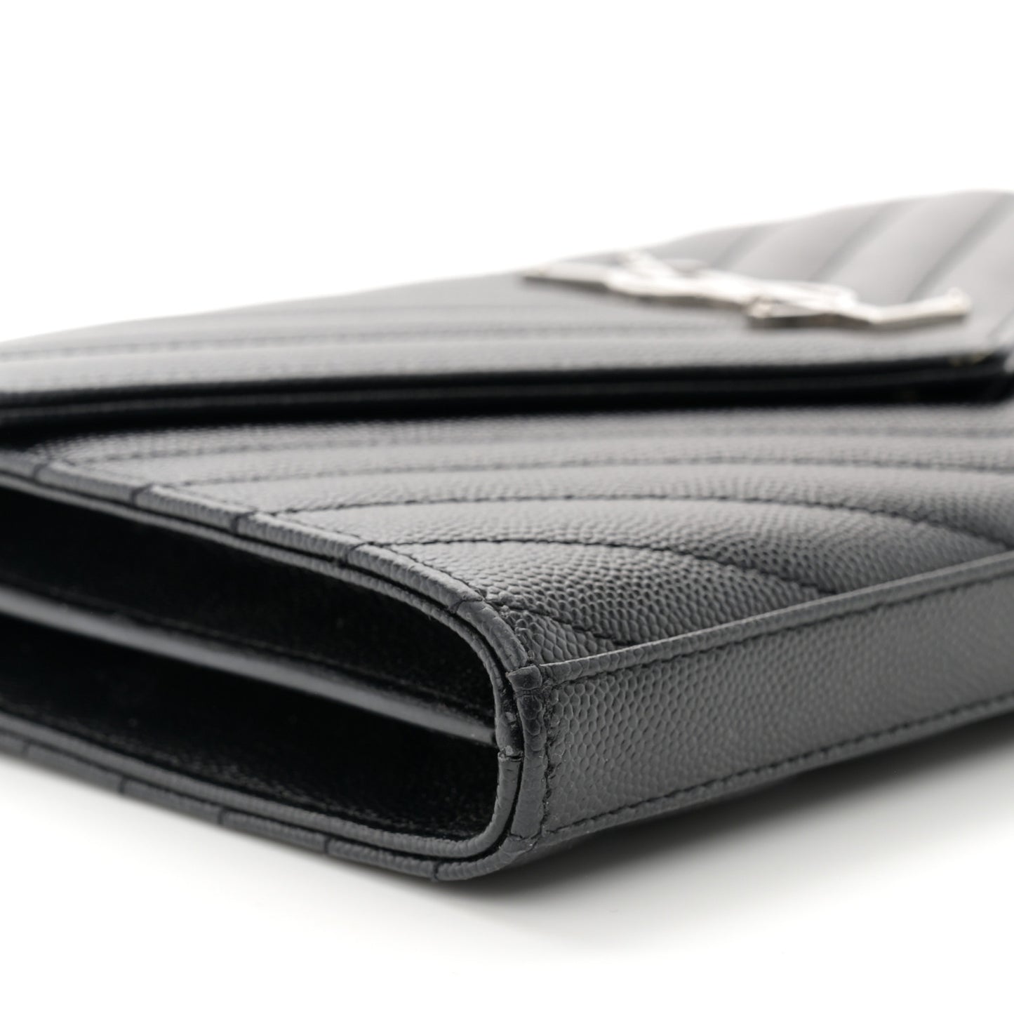 Grain De Poudre Matelasse Chevron Monogram Chain Wallet Black
