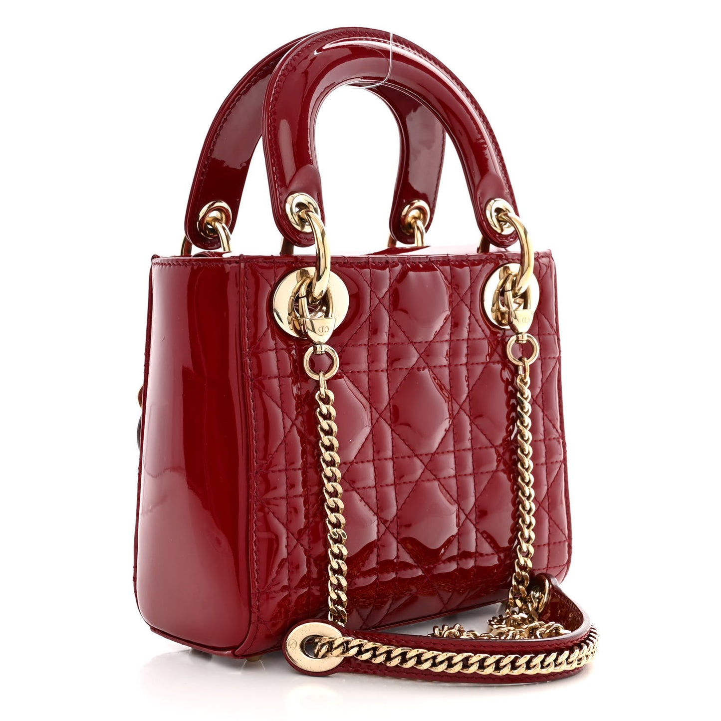 Patent Cannage Mini Lady Dior Red
