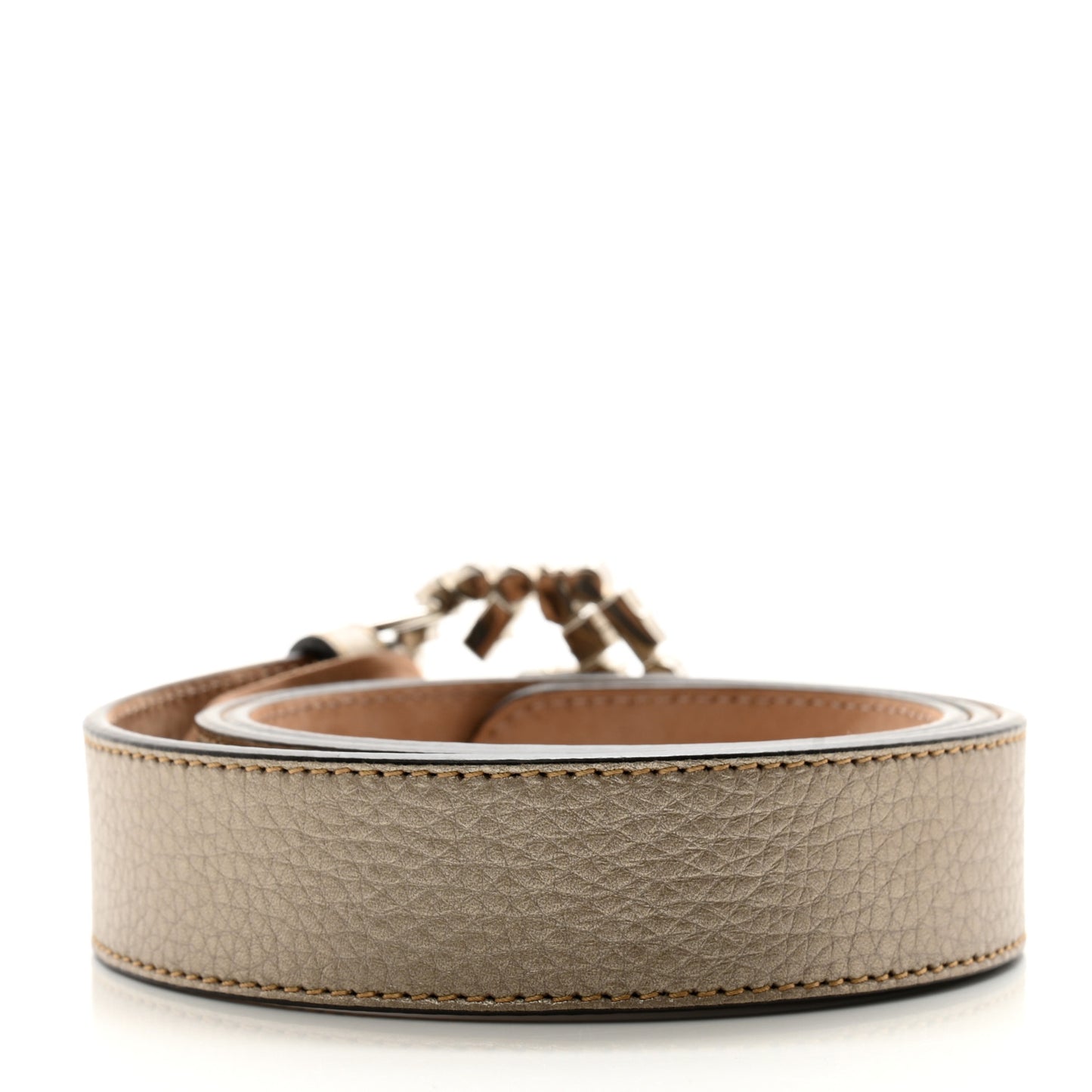 Calfskin Crystal Interlocking G Belt 85 34 Golden Beige