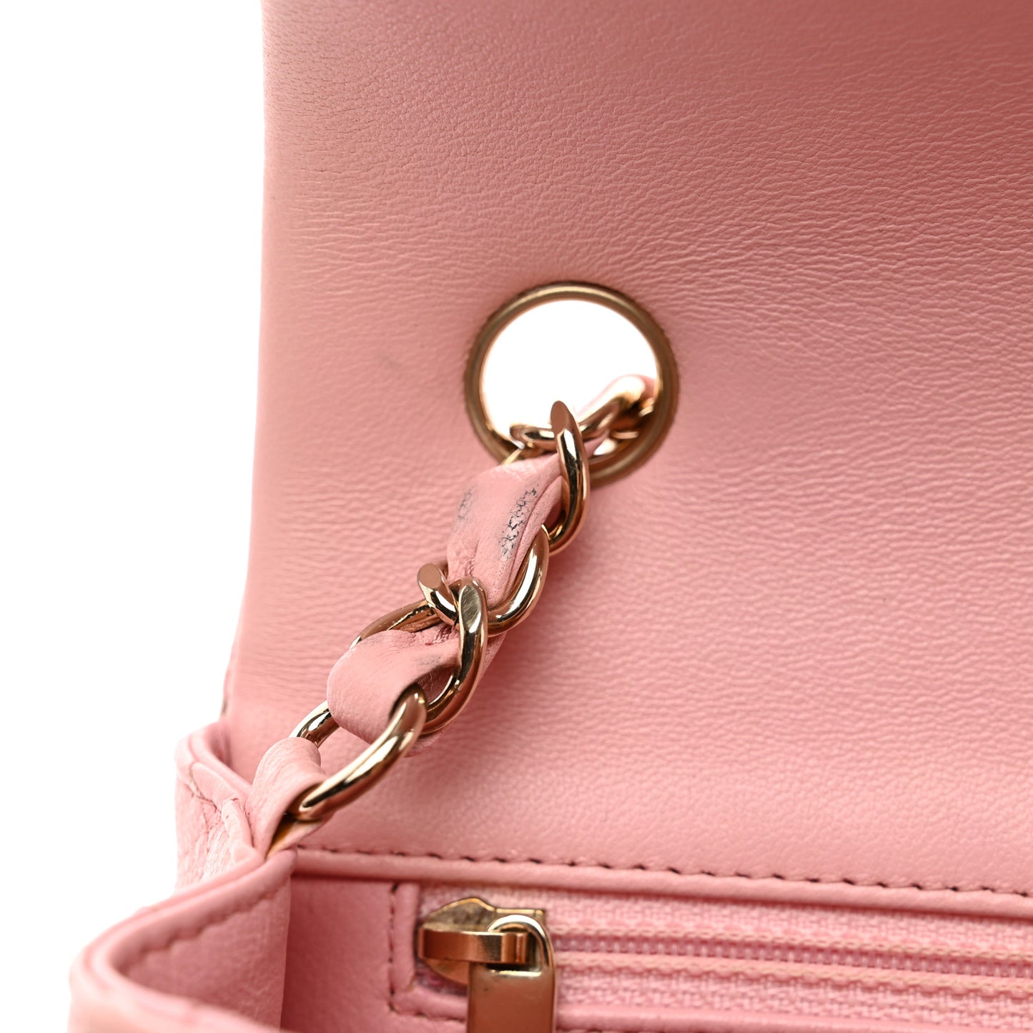 Lambskin Quilted Mini Rectangular Flap Pink