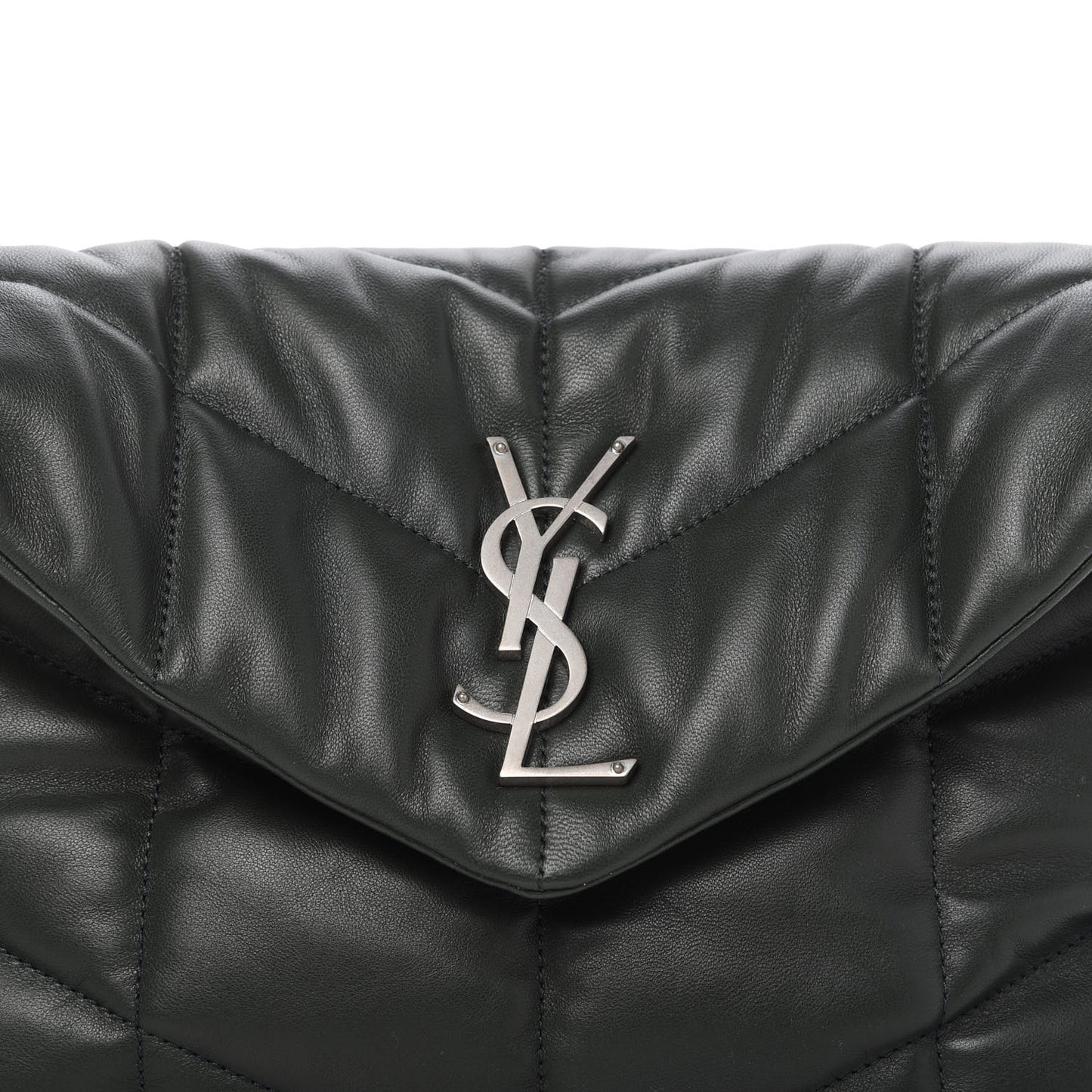 Lambskin Quilted Small Loulou Puffer Monogram Chain Satchel Dark Green