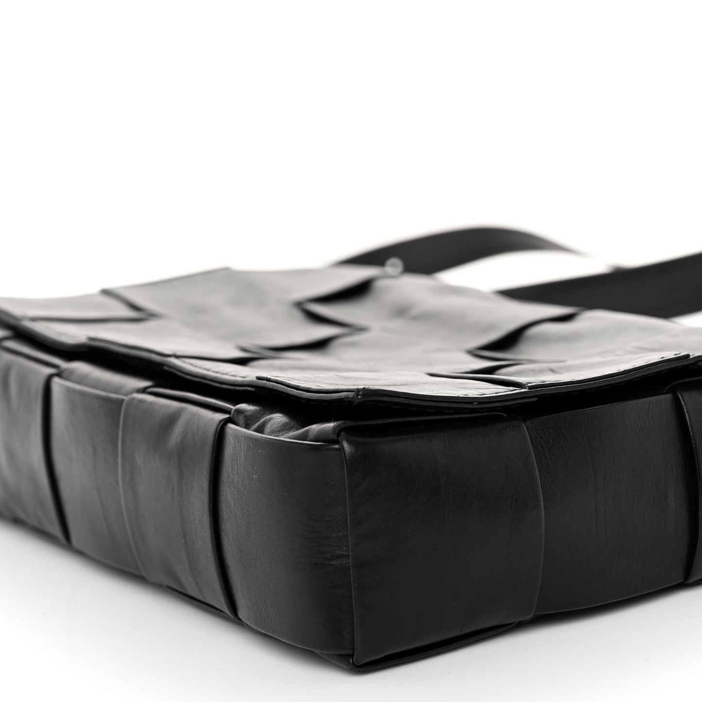 Paper Calfskin Maxi Intreccio Cassette Crossbody Bag Black
