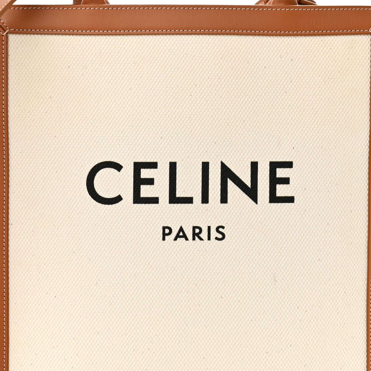 Canvas Calfskin Logo Print Small Vertical Cabas Natural Tan