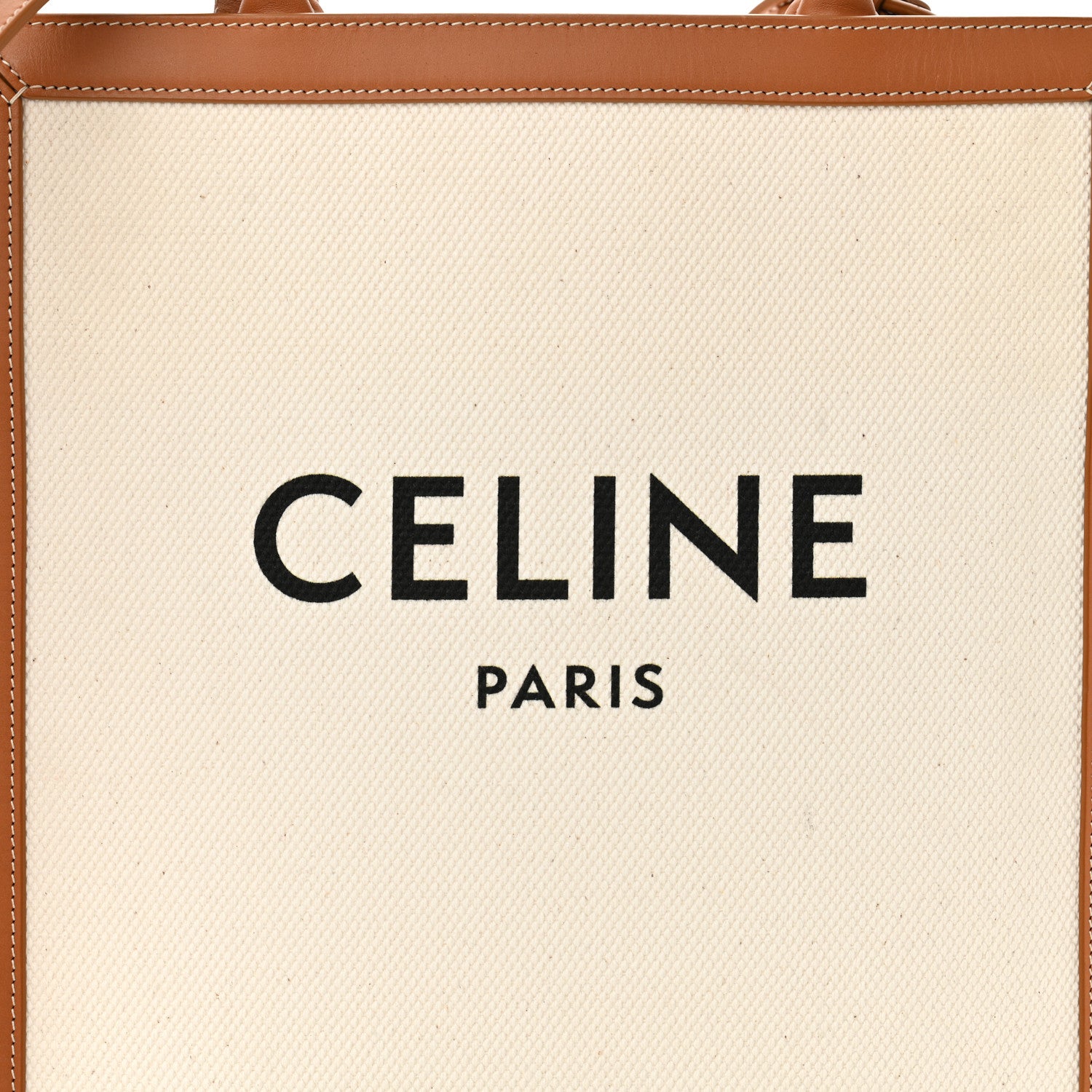 Celine Canvas Calfskin Logo Print Small Vertical Cabas Natural Tan 8 of 13