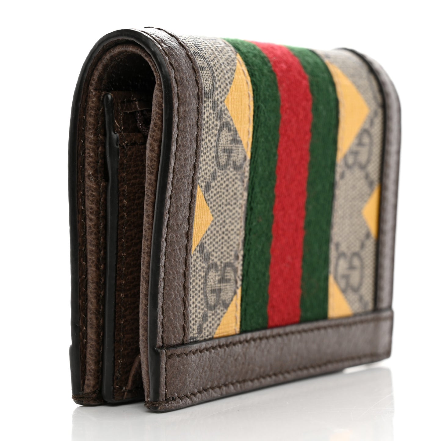GG Supreme Monogram Web Ophidia Card Case Beige Multicolor New Acero