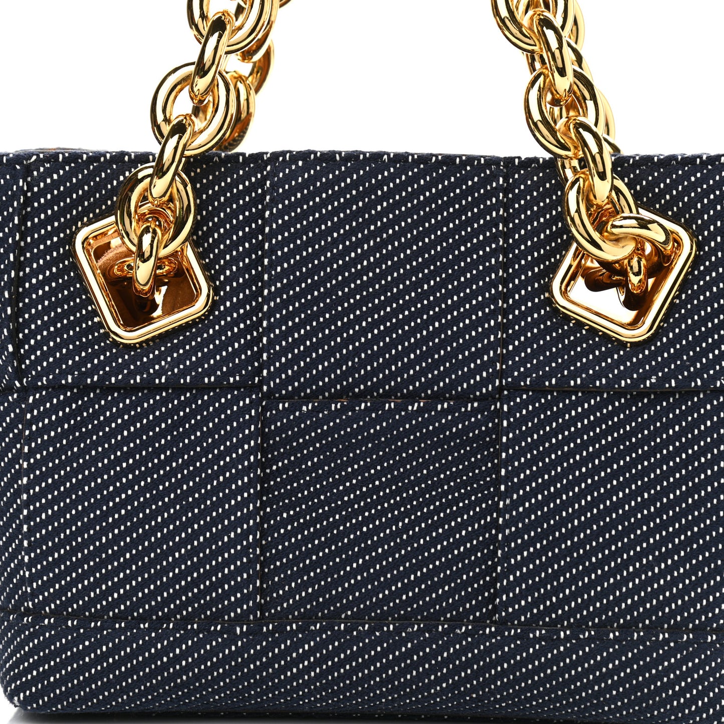 Denim Maxi Intrecciato High Frequency Chain Tote Indigo