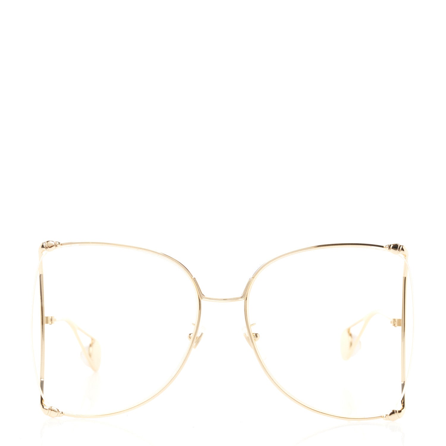 Gucci Metal Oversized Round Sunglasses GG0252S Gold 2 of 8