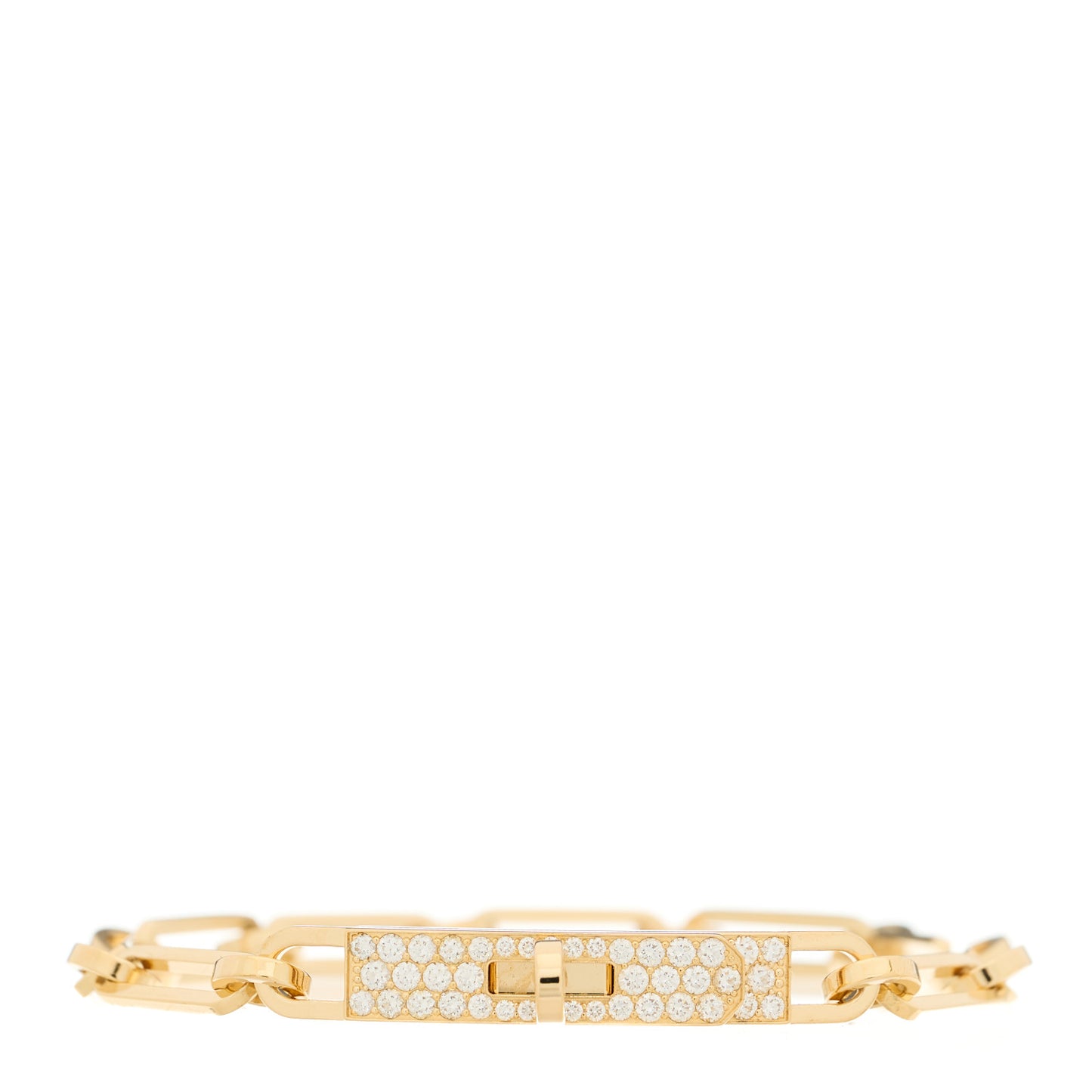 18K Yellow Gold Diamond Pave PM Kelly Chaine Bracelet ST