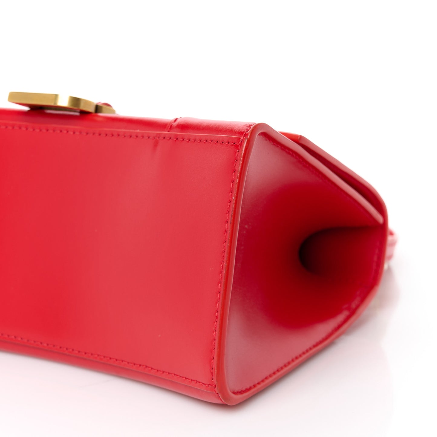 Shiny Box Calfskin Small Hourglass Top Handle Bag Bright Red
