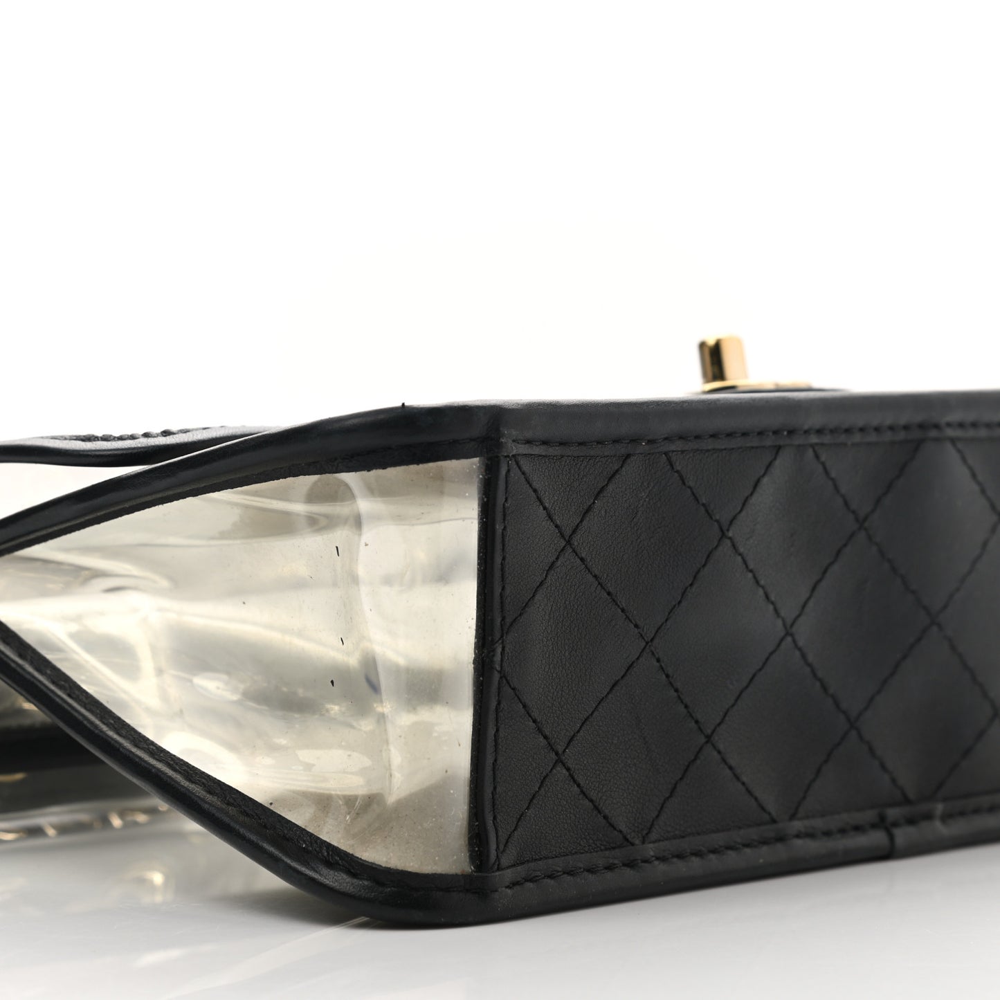 Lambskin PVC Sand By The Sea Flap With Pearl Strap Black