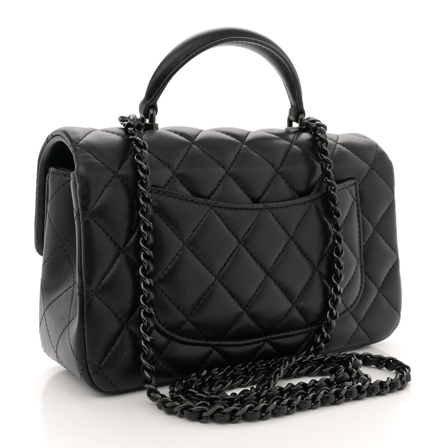 Chanel Lambskin Quilted Mini Top Handle Rectangular Flap So Black 3 of 11