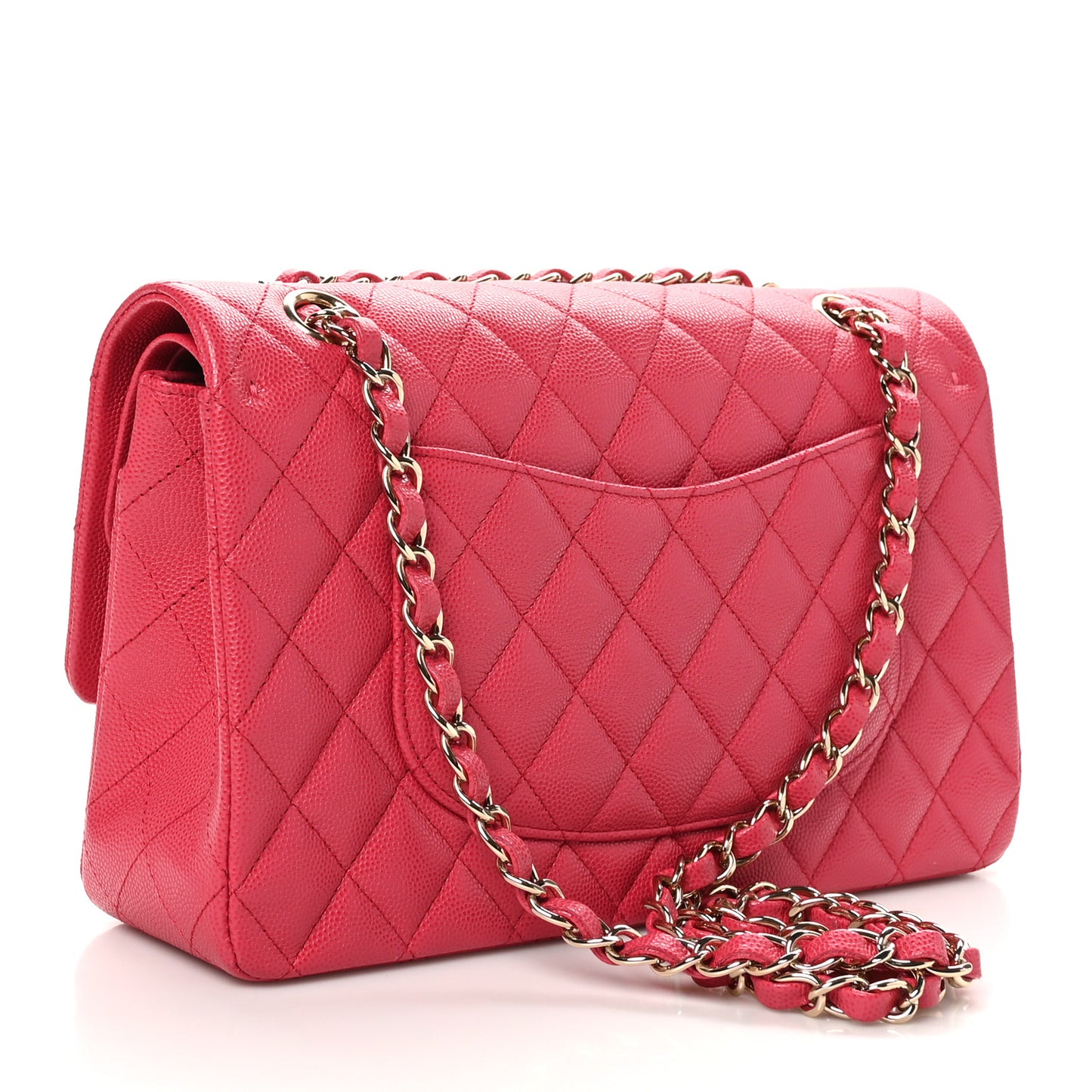 Caviar Quilted Medium Double Flap Dark Pink