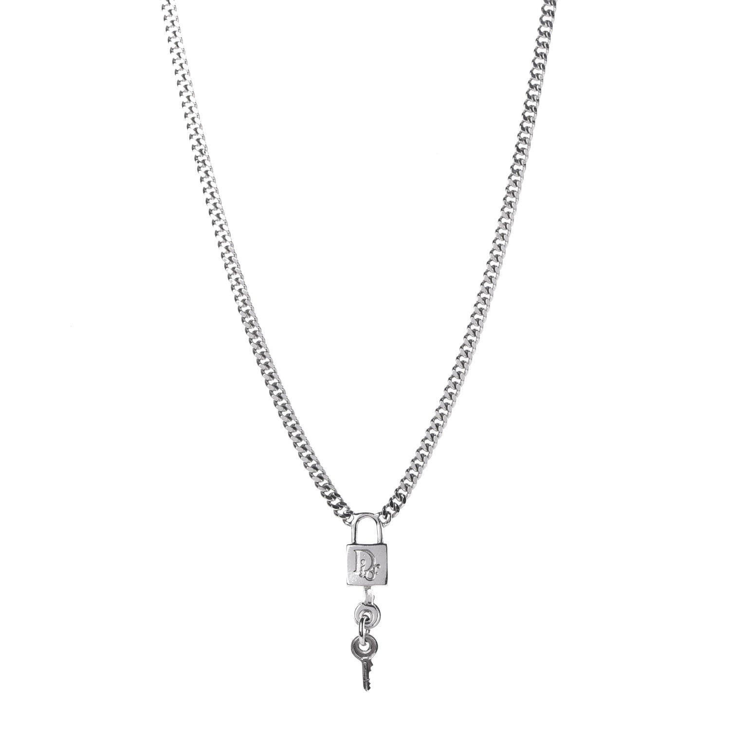 Dior silver 925 ネックレス　necklace Dior Oblique Plate Pendant Necklace Silver-Finish Brass | DIOR