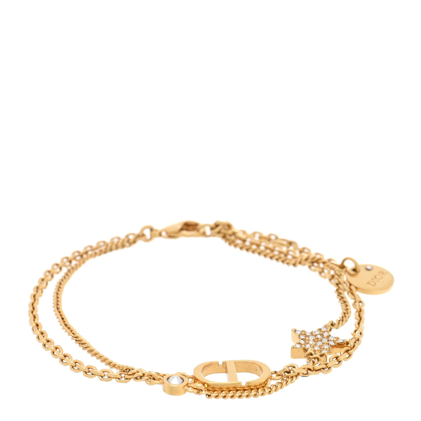 Metal Crystal Petit CD Double Bracelet Gold