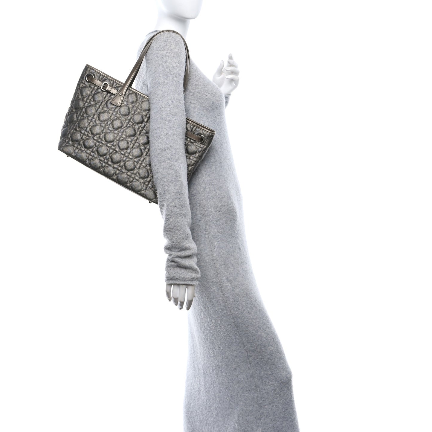Coated Canvas Cannage Small Panarea Tote Bronze