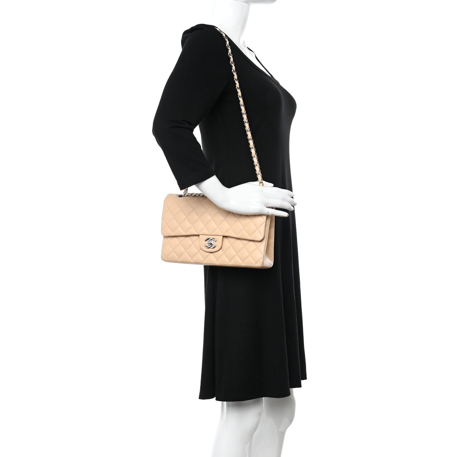 Chanel Lambskin Quilted Medium Double Flap Beige 2 of 14