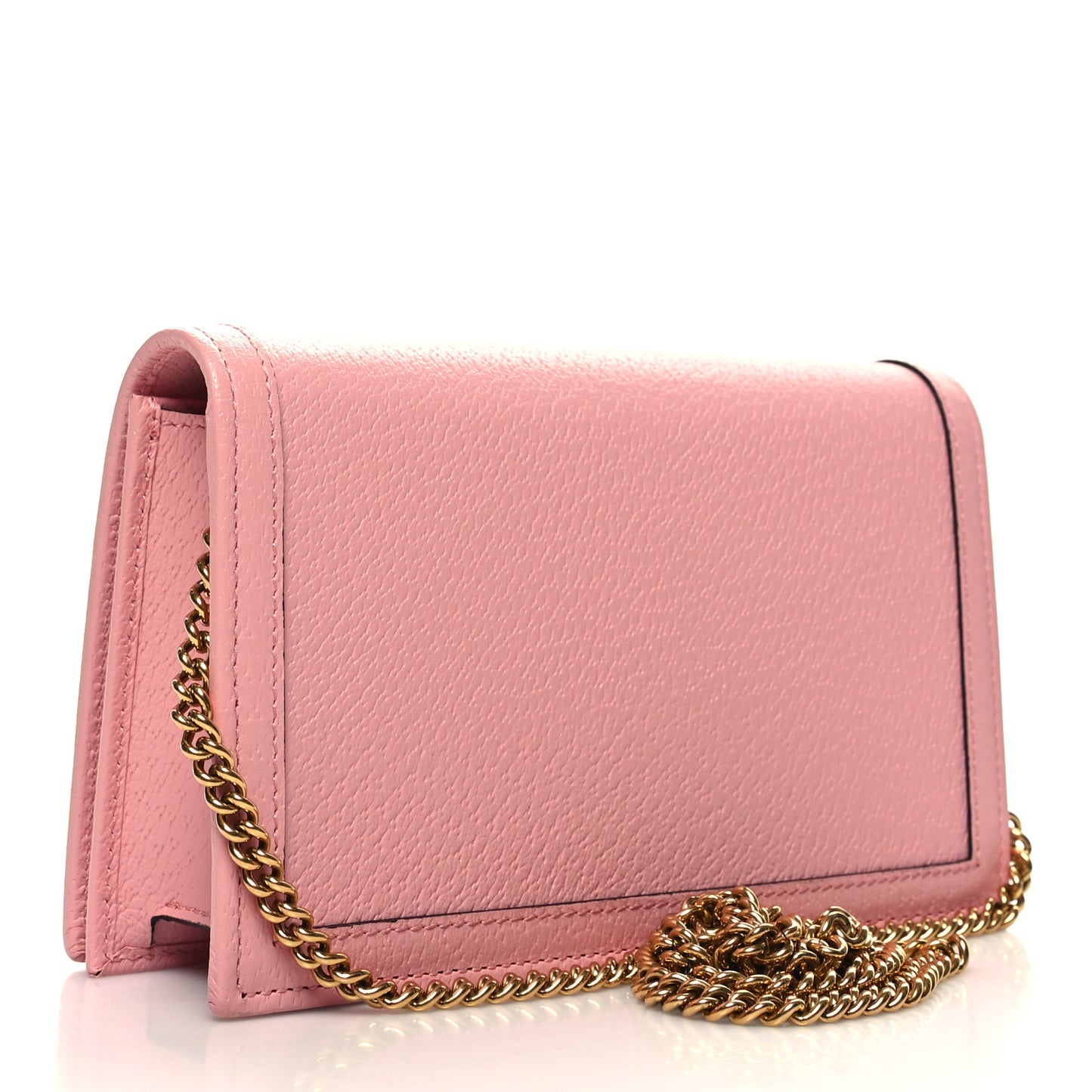 Textured Dollar Calfskin Diana Chain Wallet Wild Rose