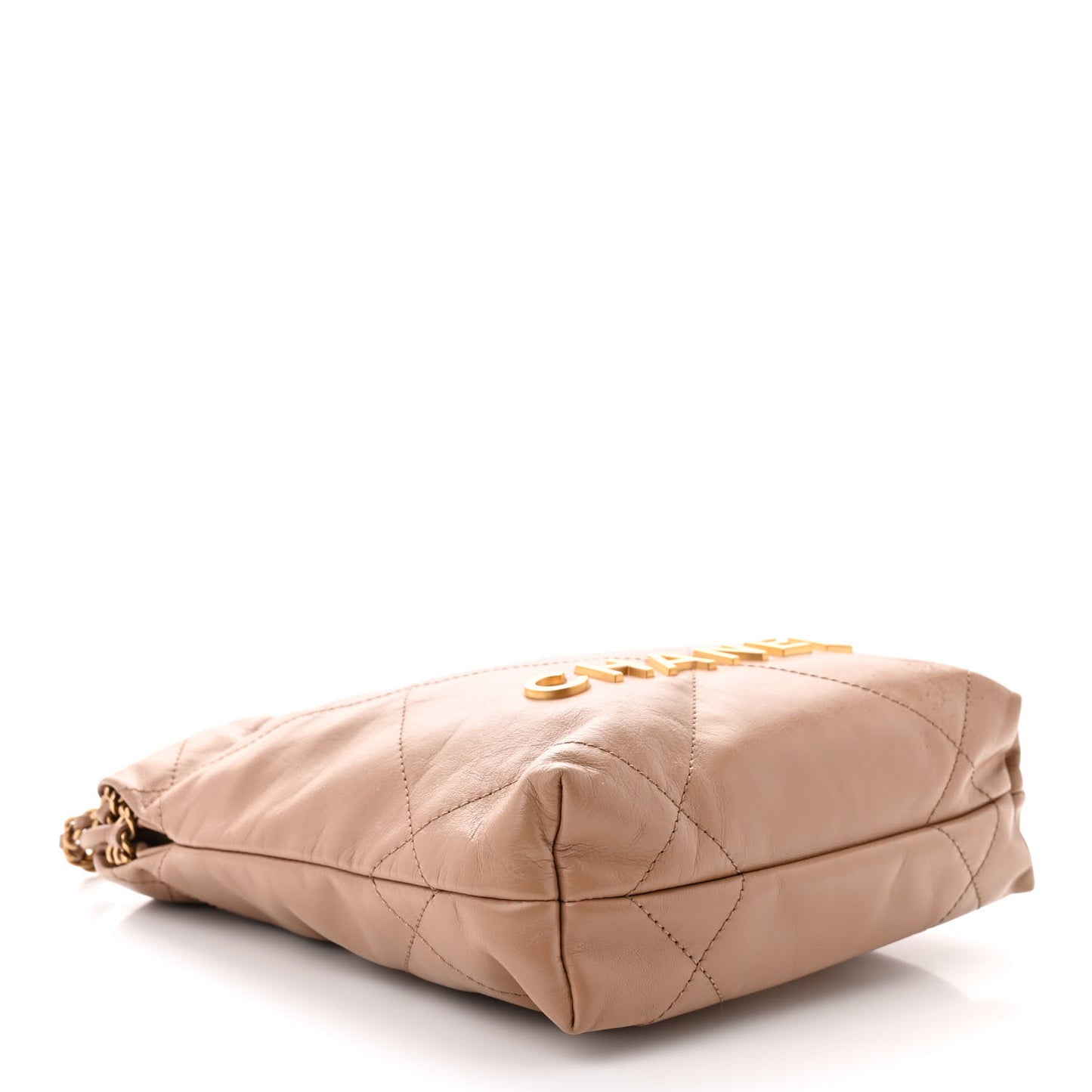 Shiny Calfskin Quilted Mini Chanel 22 Dark Beige