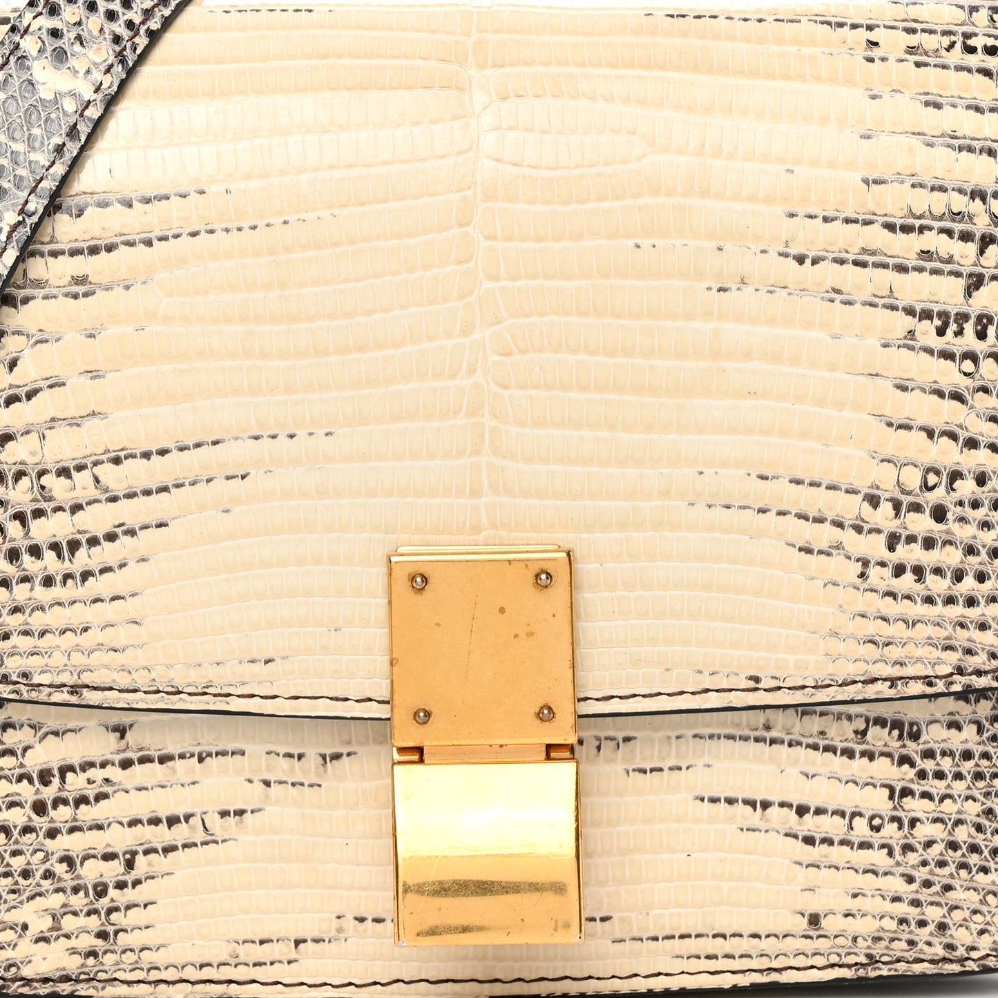 Lizard Small Classic Box Flap Bag Natural