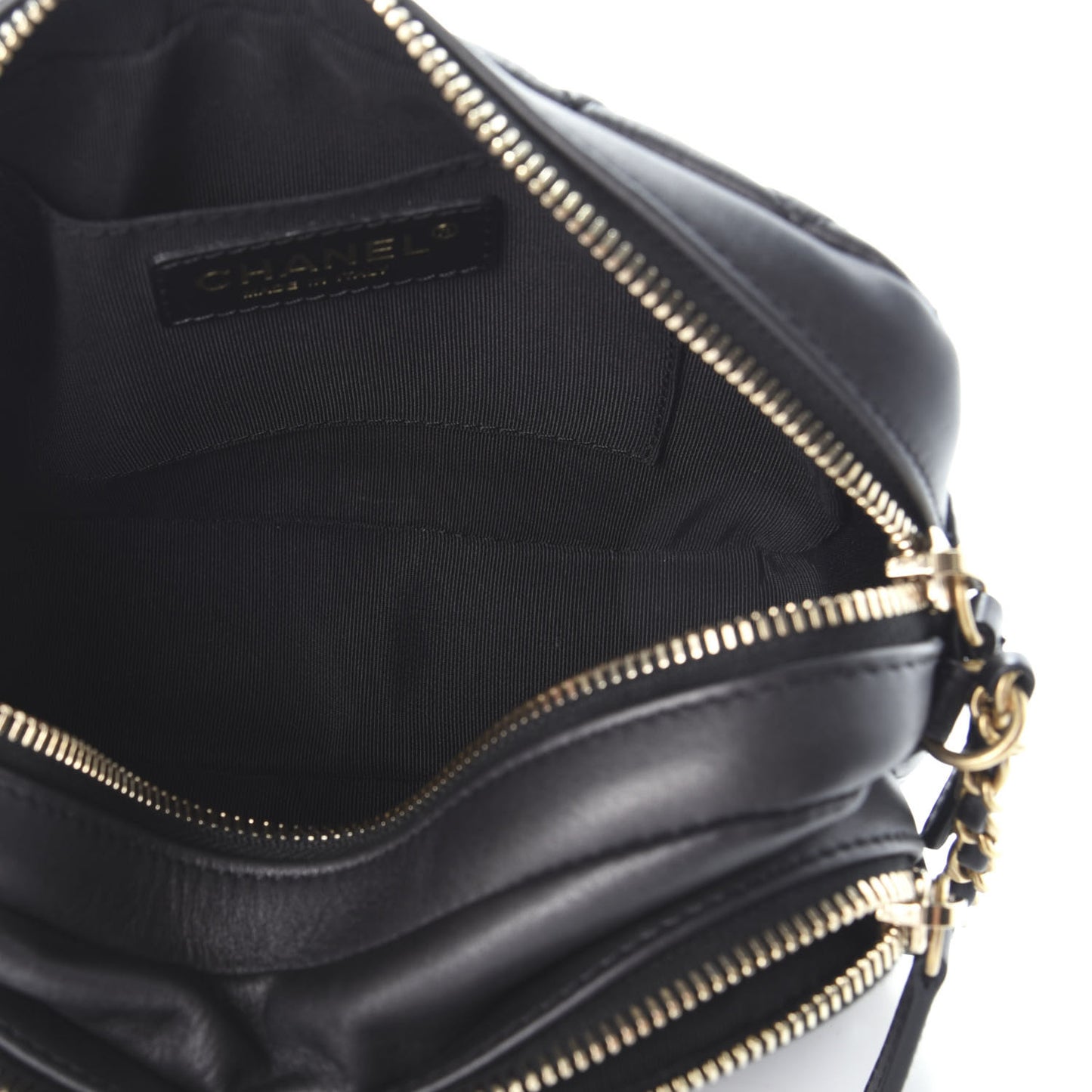 Calfskin Quilted Small Camera Case Black
