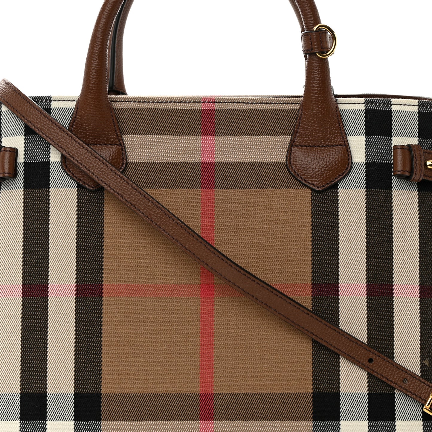 House Check Grainy Calfskin Medium Banner Tote Brown
