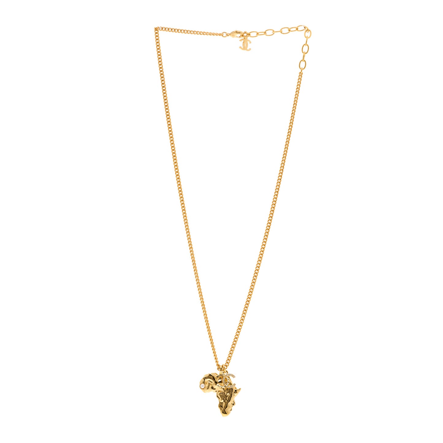 Metal Pearl Crystal CC Dakar Pendant Necklace Gold White