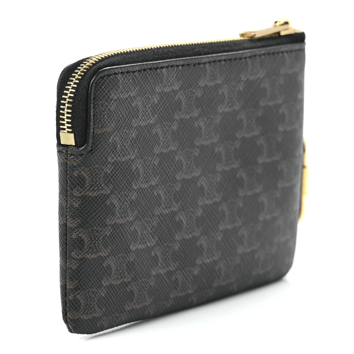 Celine Triomphe Canvas Logo Coin and Card Pouch With Hook Black 2 of 10