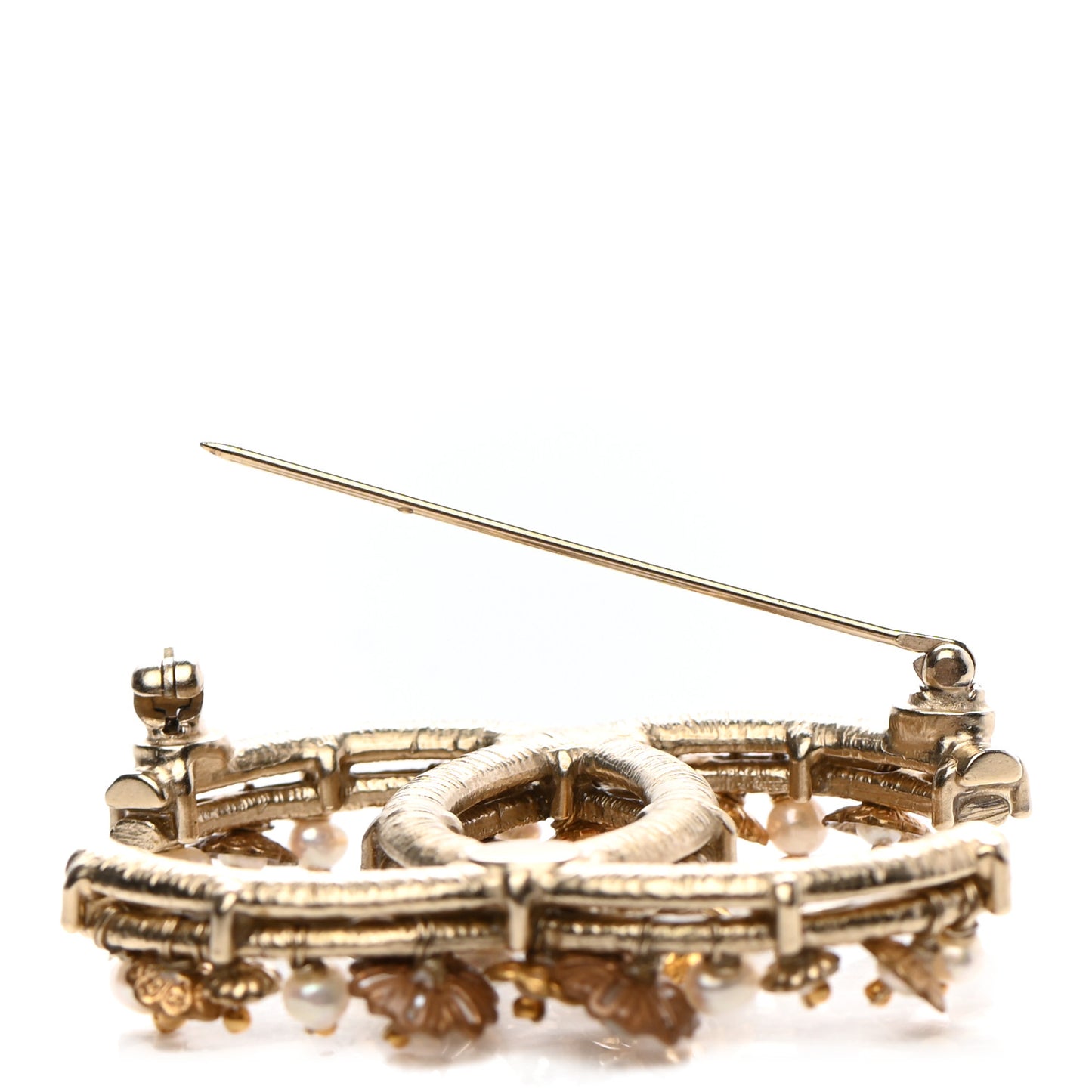 Pearl Camelia CC Brooch Gold