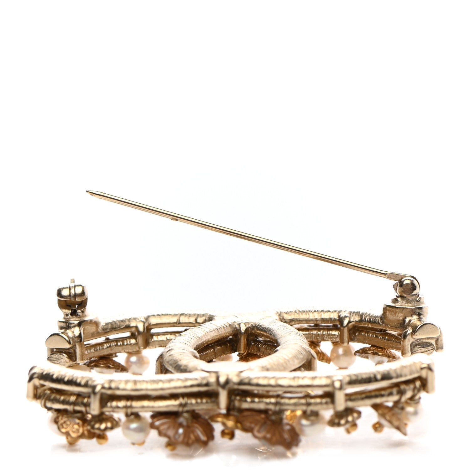 Chanel Pearl Camelia CC Brooch Gold 5 of 5