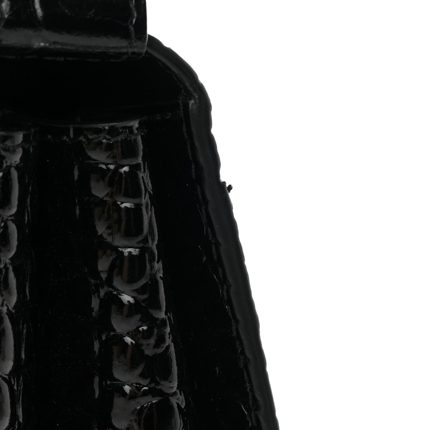 Shiny Calfskin Graffiti Logo Crocodile Embossed Medium Ghost Shoulder Bag Black White