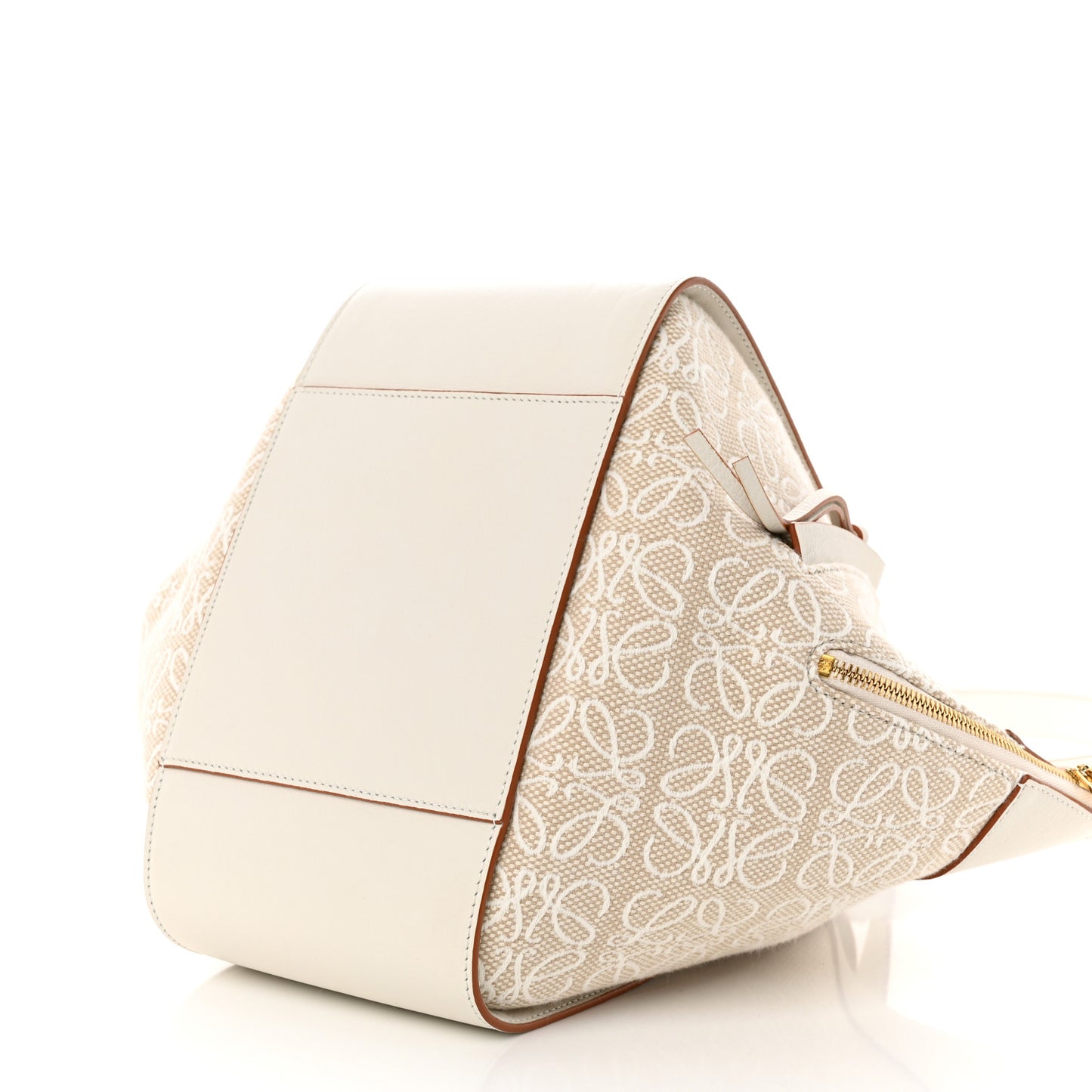 Calfskin Canvas Anagram Small Hammock Shoulder Bag Ecru White