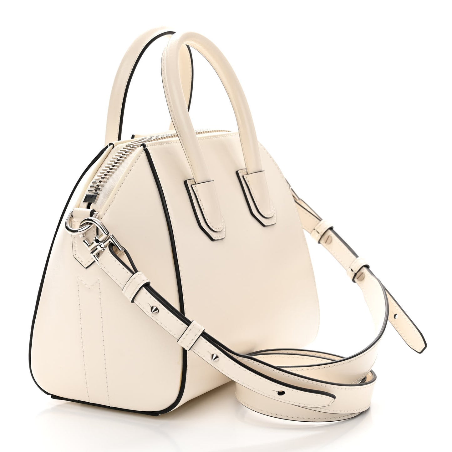 Crinkled Patent Calfskin Mini Antigona Ivory