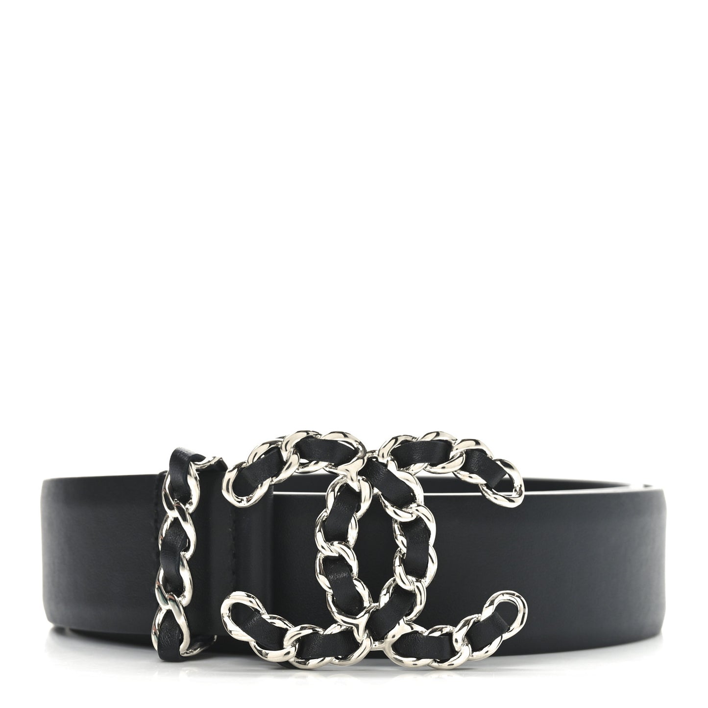Calfskin CC Chain Belt 85 34 Black