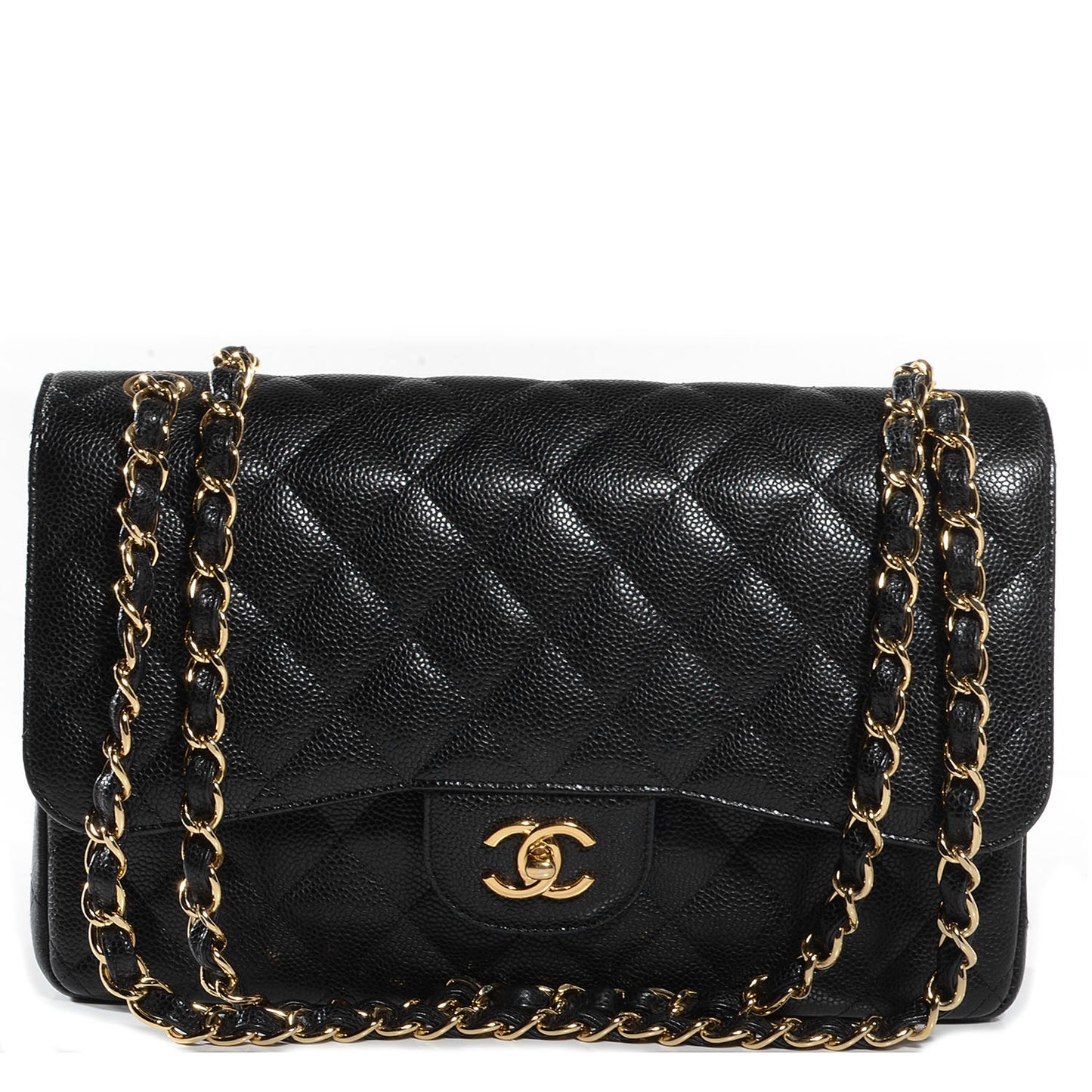 Caviar Quilted Jumbo Double Flap Black