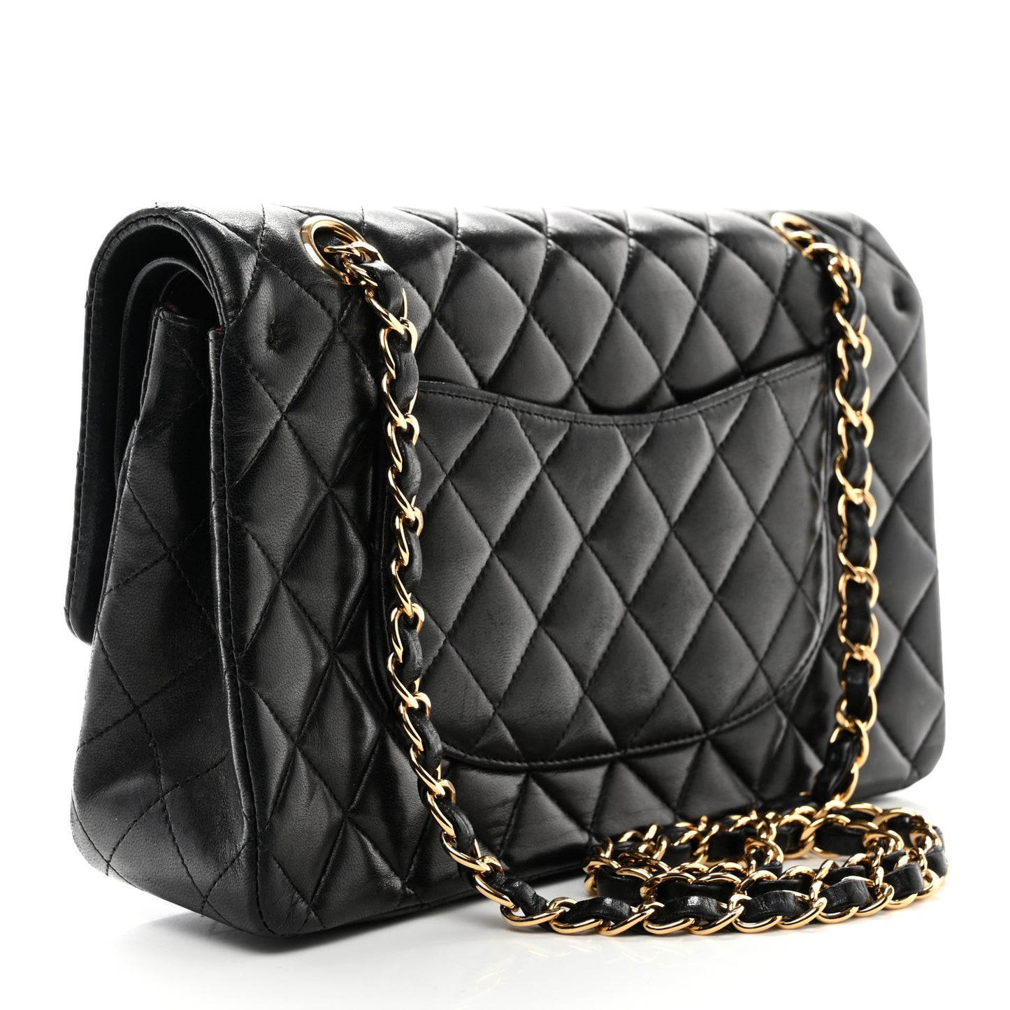 Lambskin Quilted Medium Double Flap Black