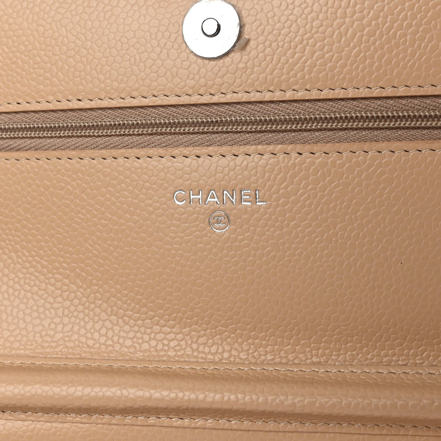 Caviar Quilted Wallet On Chain WOC Beige